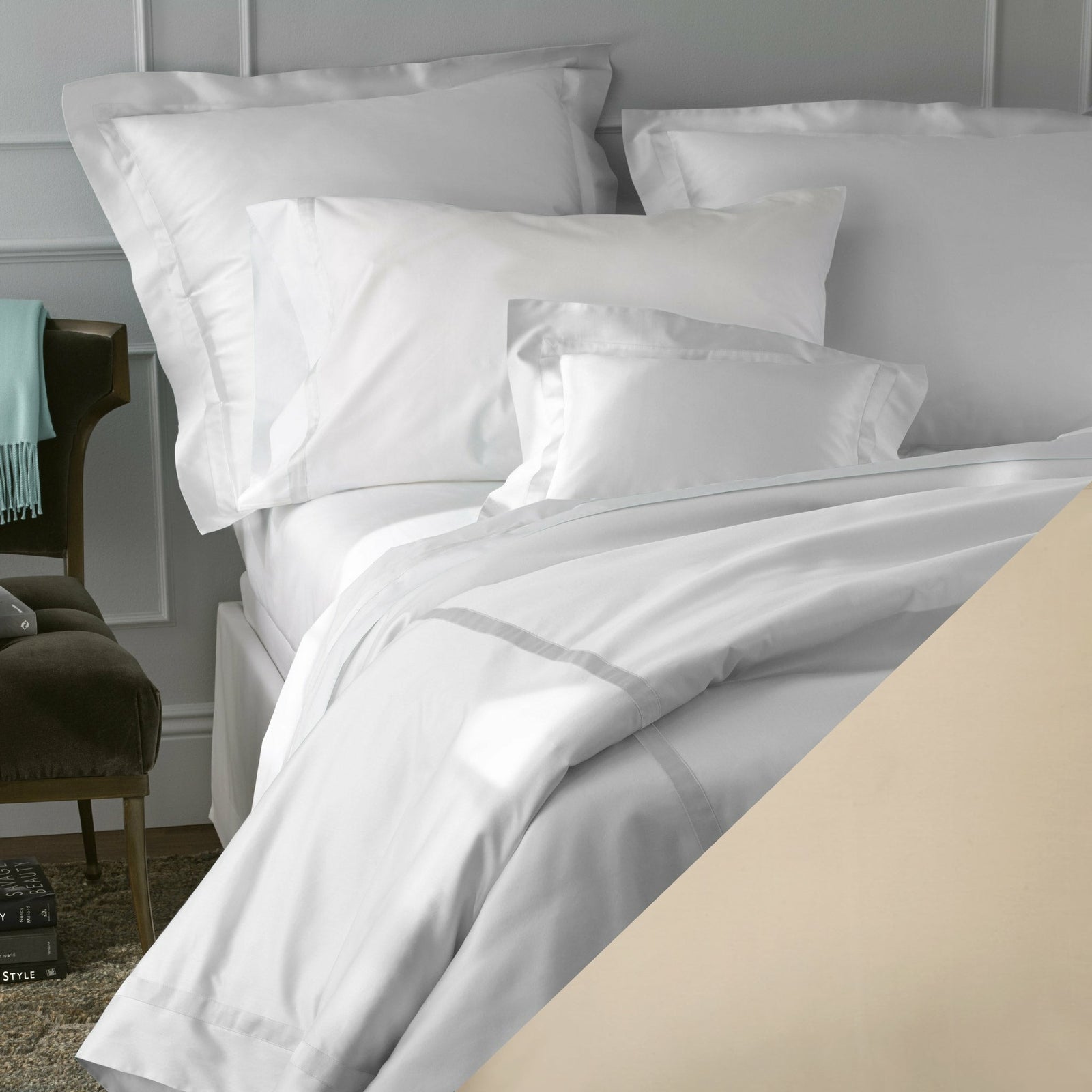 Matouk Nocturne Bedding Collection Khaki Fine Linens