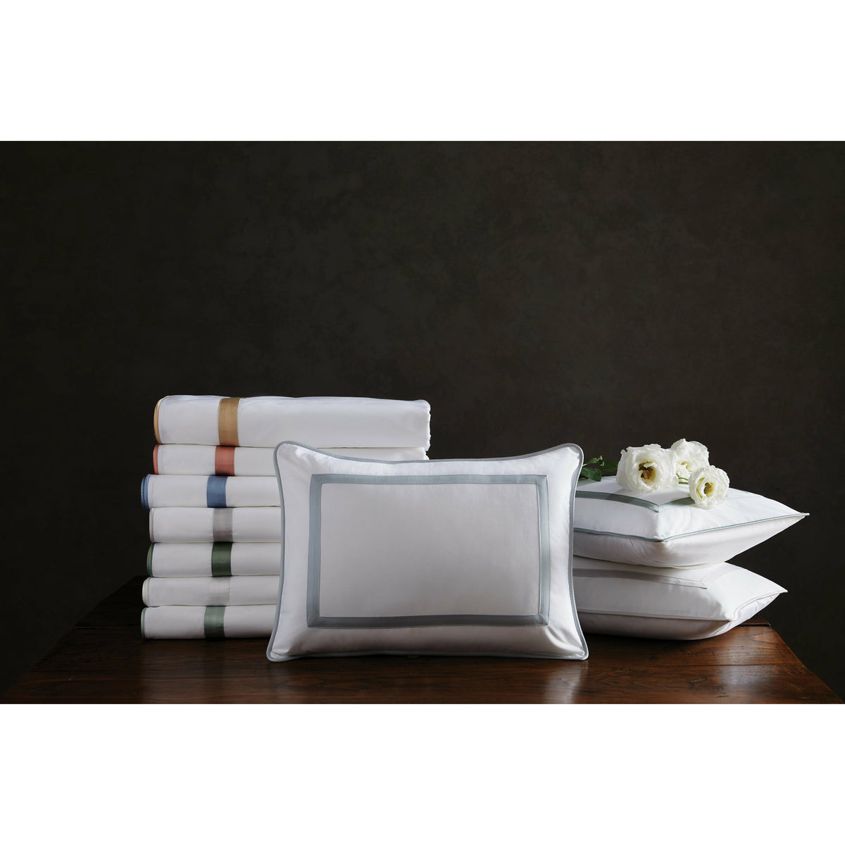 Matouk Louise Bedding Collection Sham Stack Fine Linens