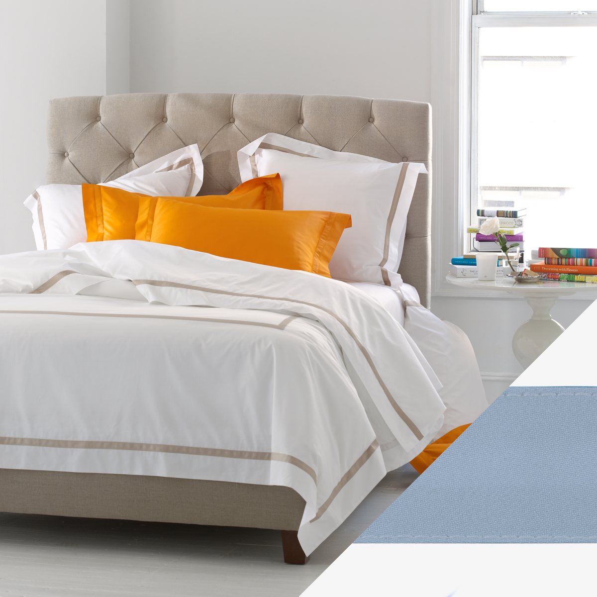 Matouk Lowell Bedding Collection - Hazy Blue
