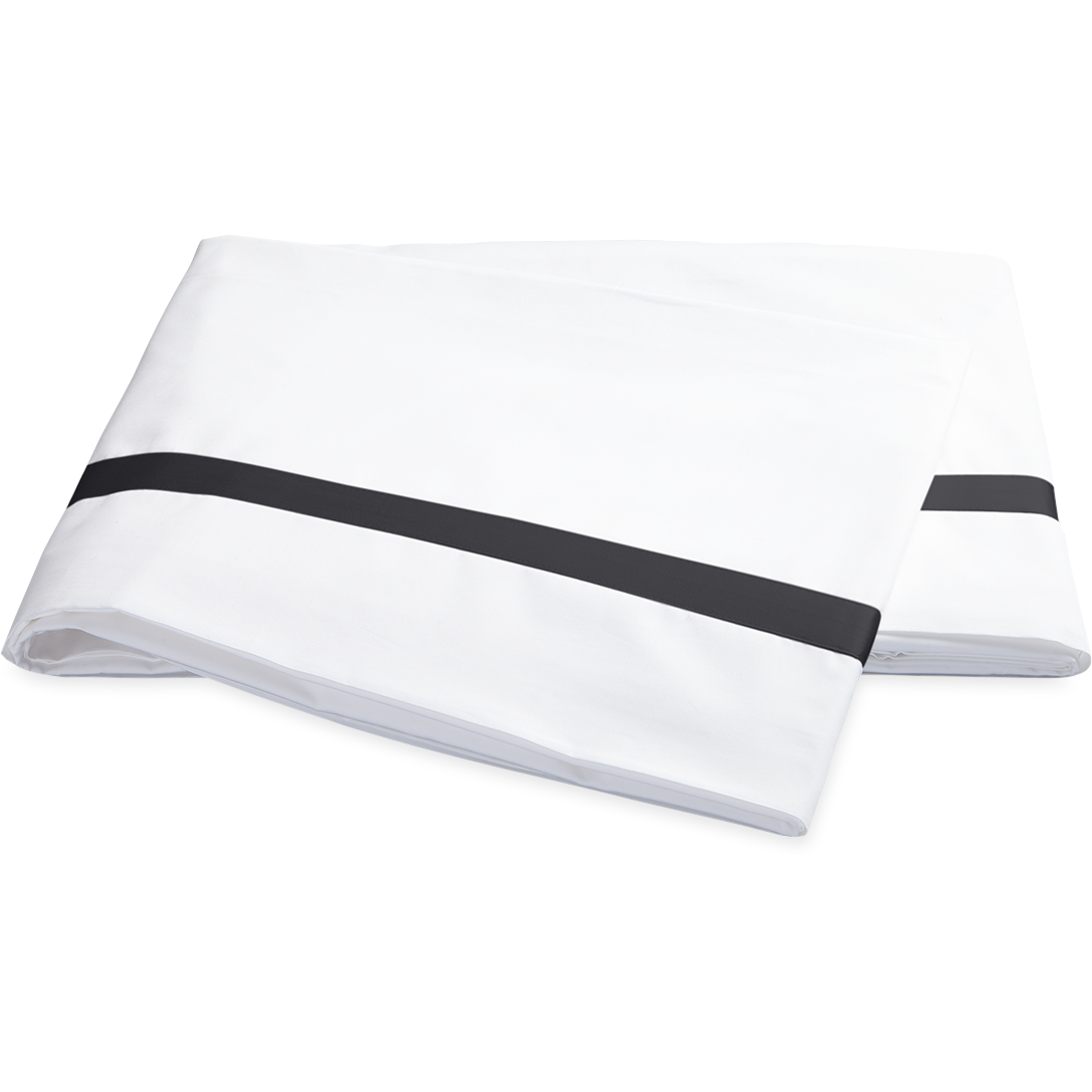 Matouk Lowell Bedding Flat Sheet  Charcoal Fine Linens