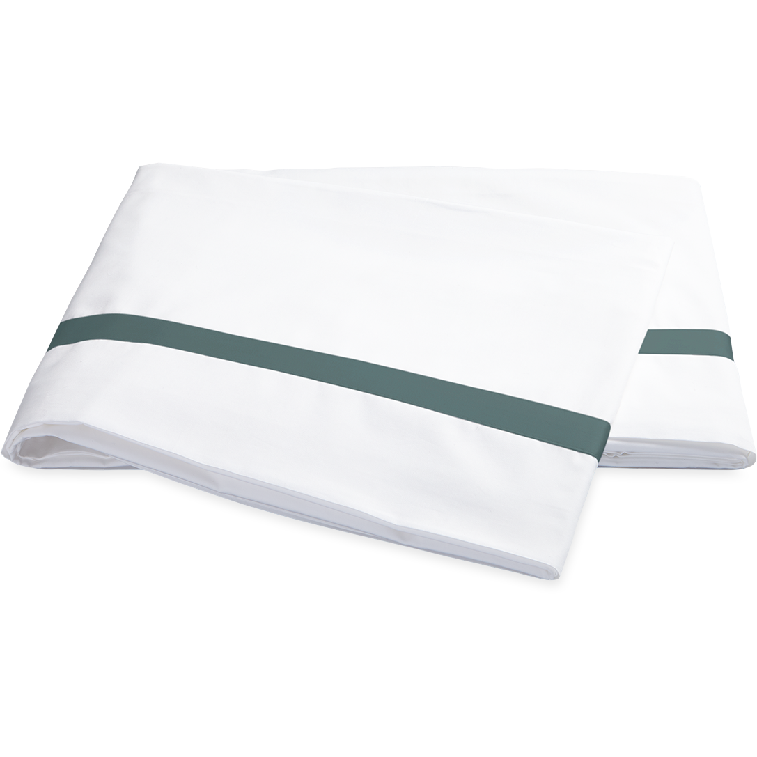 Matouk Lowell Bedding Flat Sheet Deep Jade Fine Linens