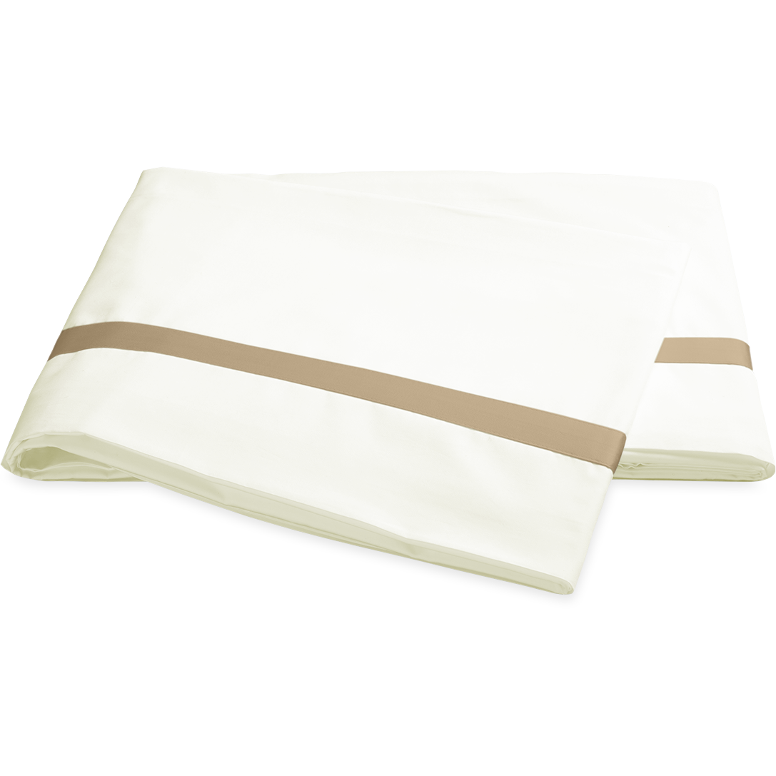 Matouk Lowell Bedding Flat Sheet Ivory/Champagne Fine Linens