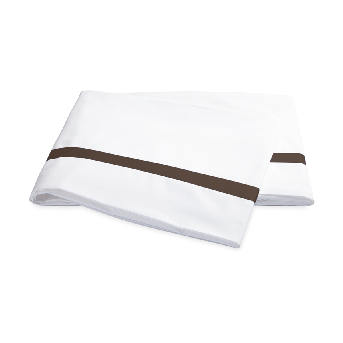Folded Flat Sheet of Matouk Lowell Bedding Pillowcases in Sable Color