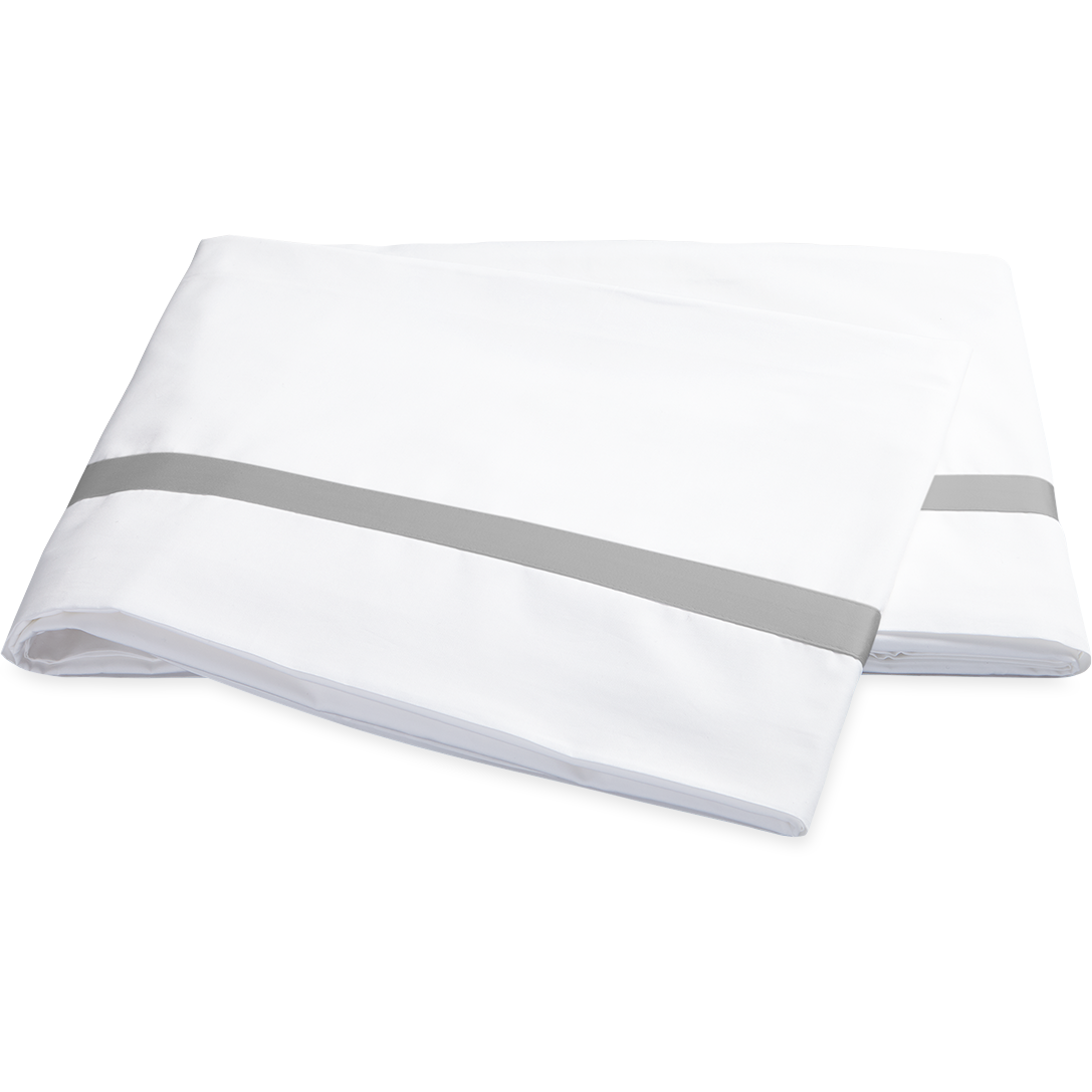 Matouk Lowell Bedding Flat Sheet Silver Fine Linens