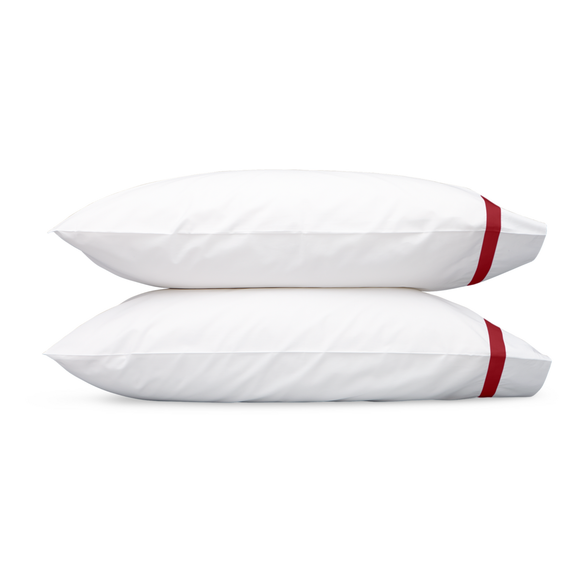 A Pair of Matouk Lowell Bedding Pillowcases in Scarlet Color