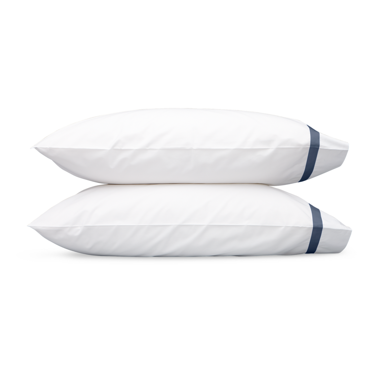 A Pair of Matouk Lowell Bedding Pillowcases in Steel Blue Color