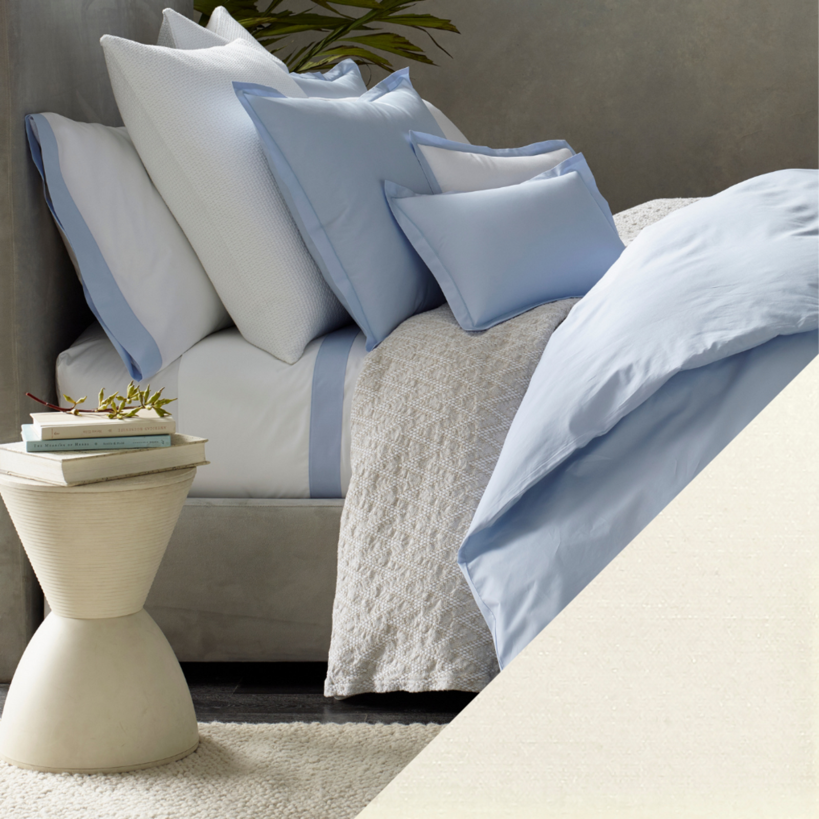 Matouk Luca Satin Stitch Bedding Ivory Main Fine Linens