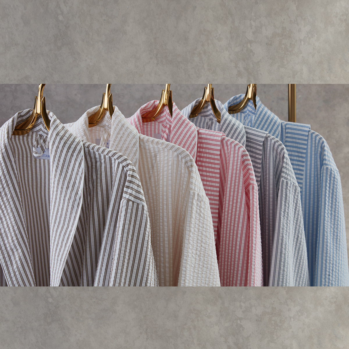 Closeup of Top Part of Matouk Matteo Robe All Colors