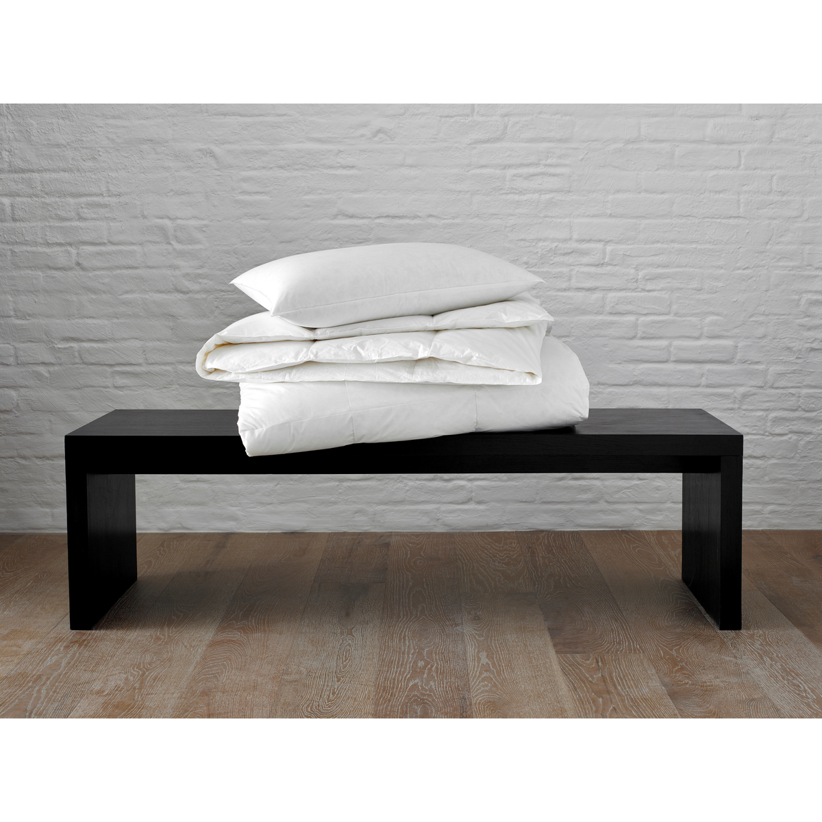 Matouk Monteux Down Comforter and Pillow Stack Fine Linens