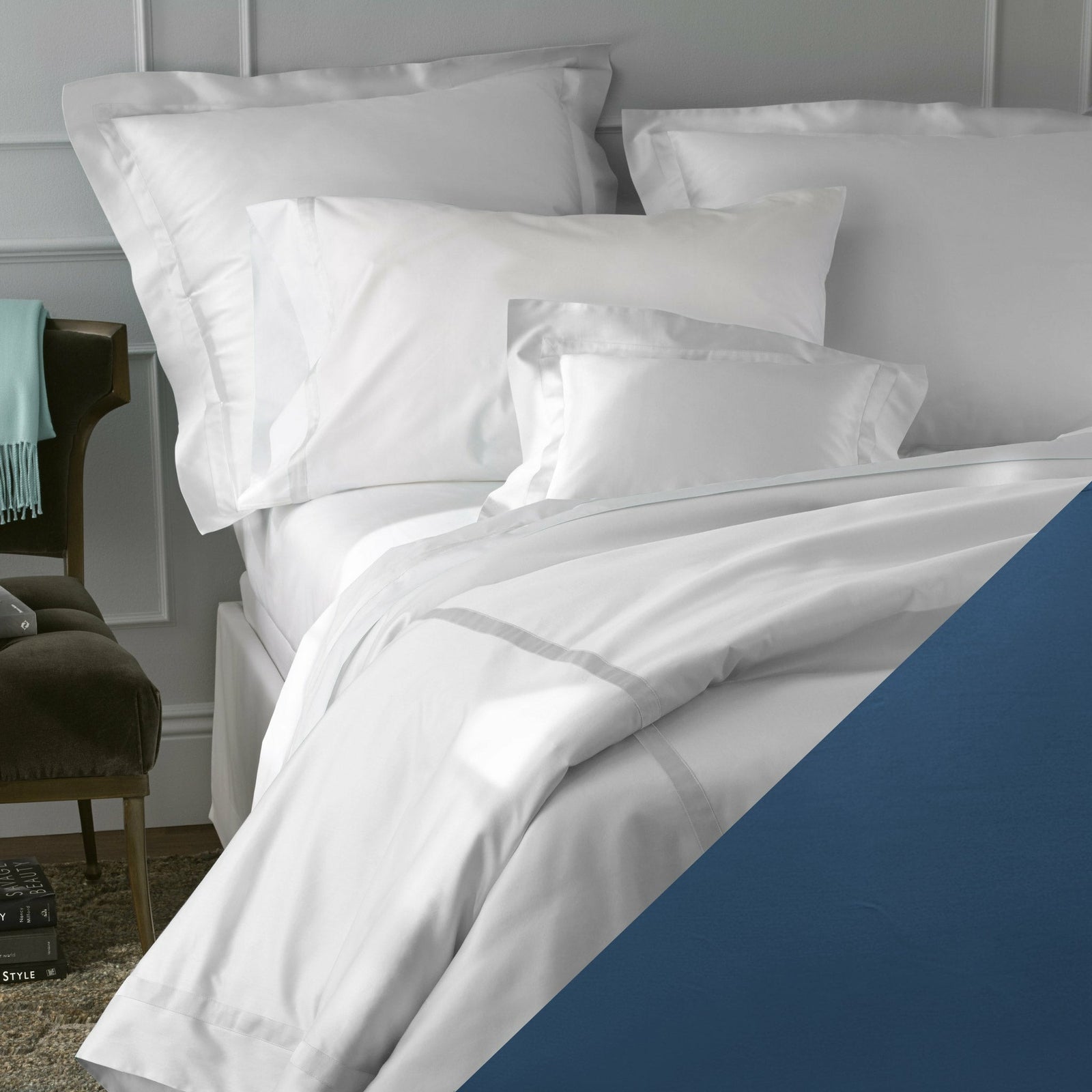 Matouk Navy Nocturne Bedding Sheets Pillow Cases Shams Fine Linens