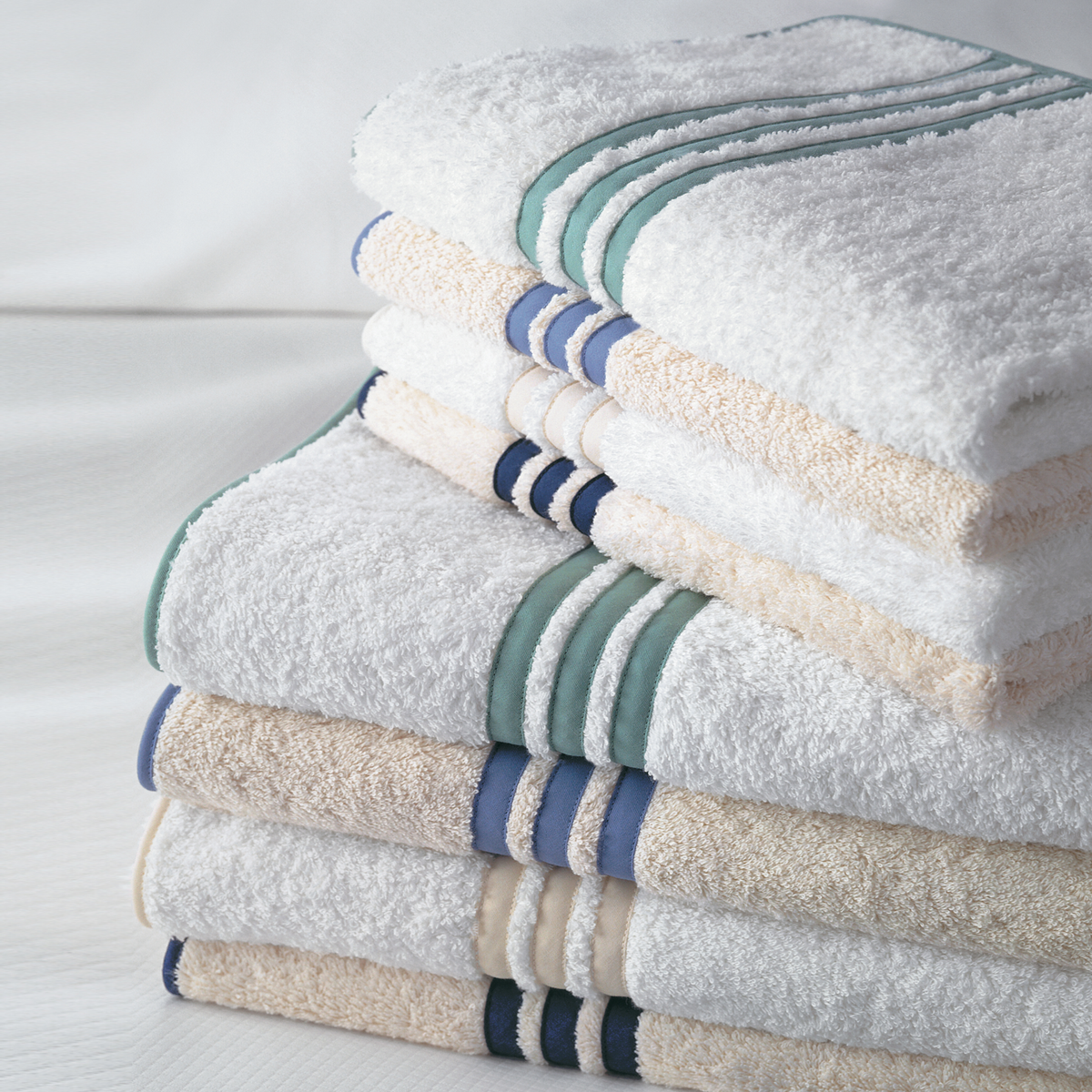 Folded Stack of Matouk Newport Bath Towels