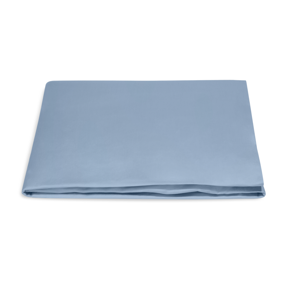 Folded Fitted Sheet of Matouk Nocturne Collection Hazy Blue Color
