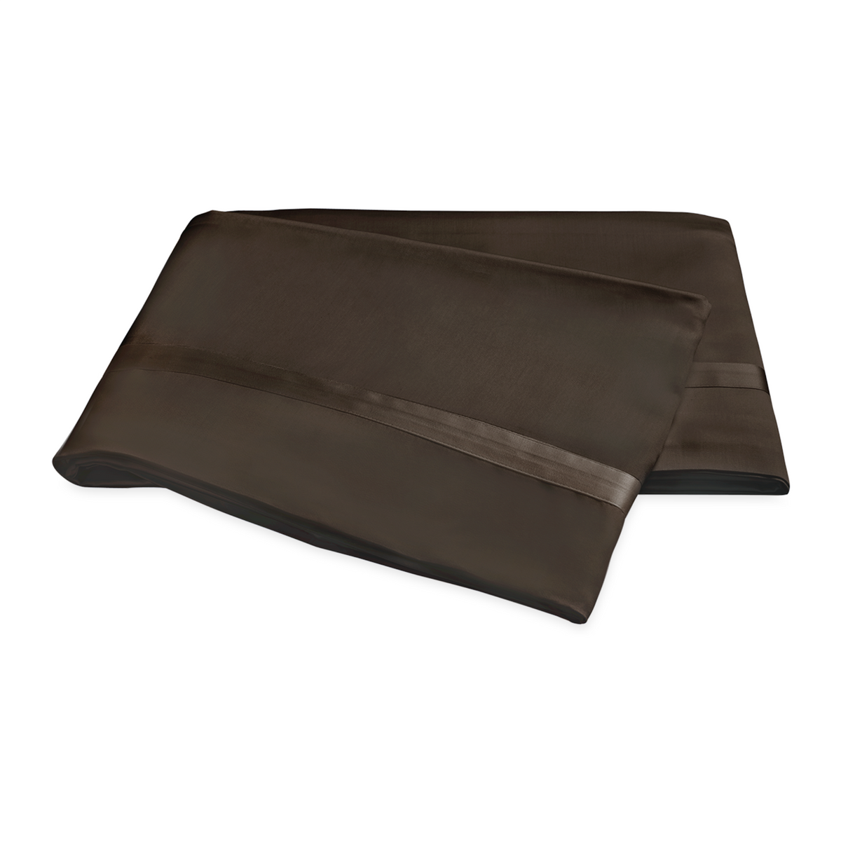 Folded Flat Sheet of Matouk Nocturne Bedding in Sable Color