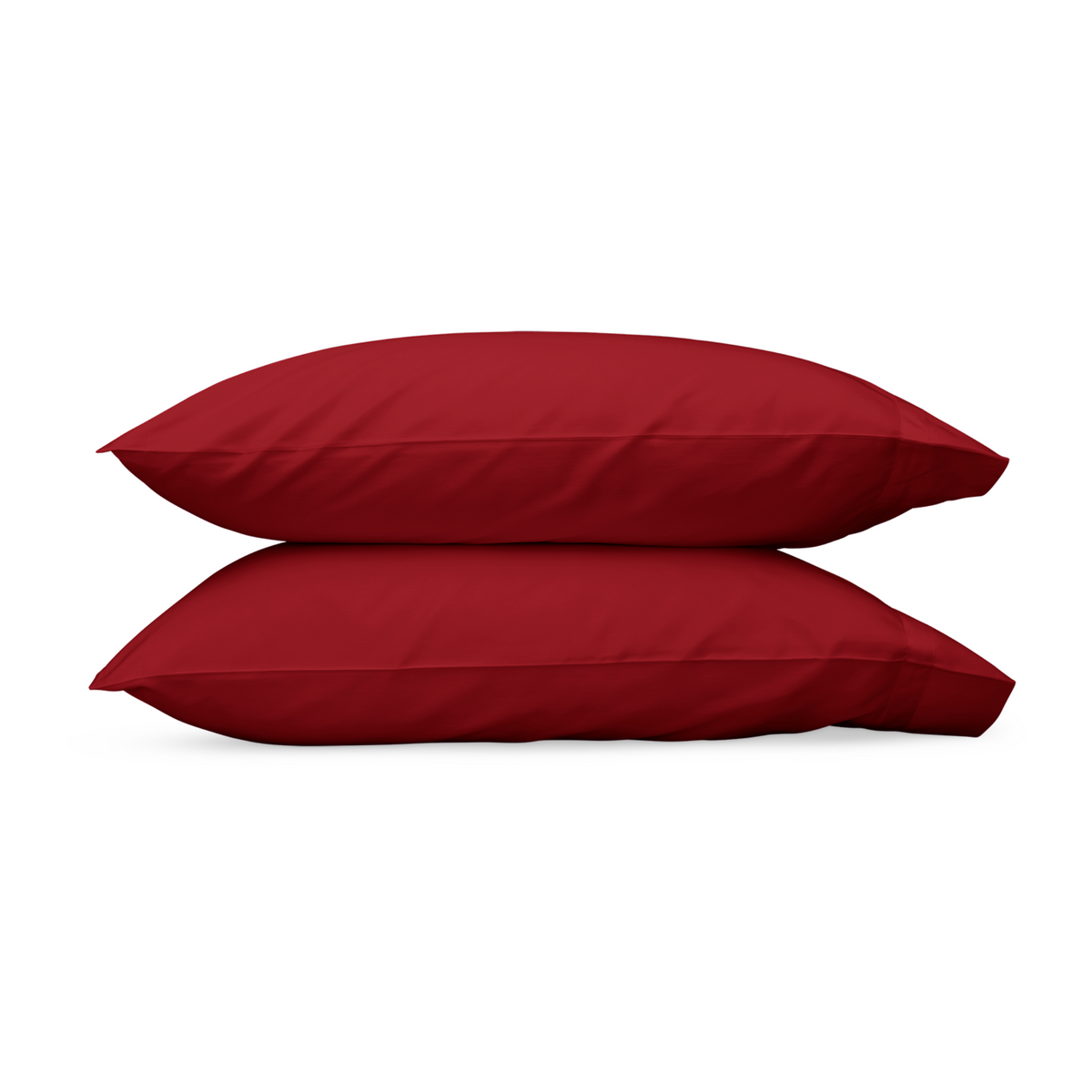 Pair of Pillowcases of Matouk Nocturne Bedding in Scarlet Color