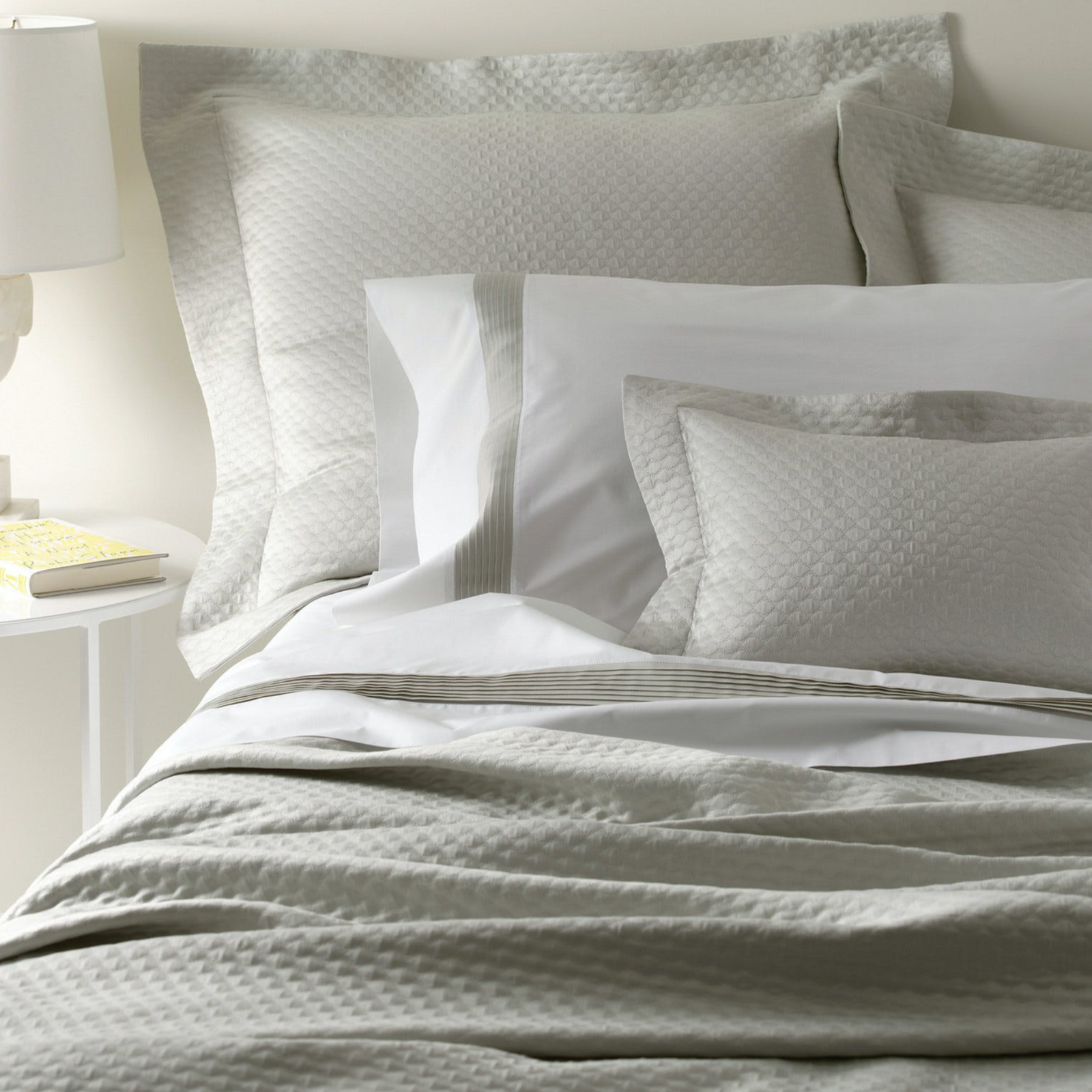 Matouk Pearl Bedding Coverlet Silver Fine Linens