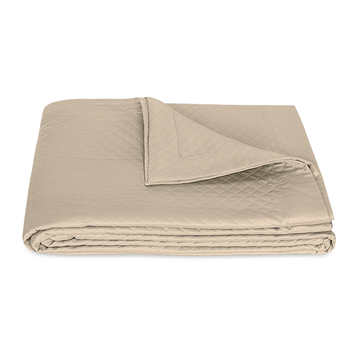 Folded Coverlet of Matouk Petra Bedding in Dune Color