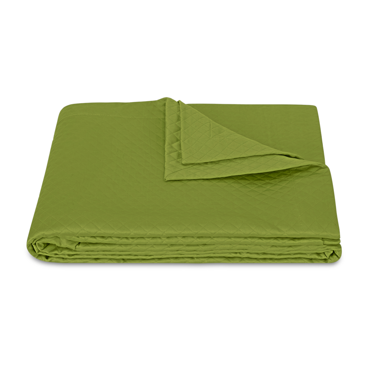 Folded Coverlet of Matouk Petra Bedding in Grass Color