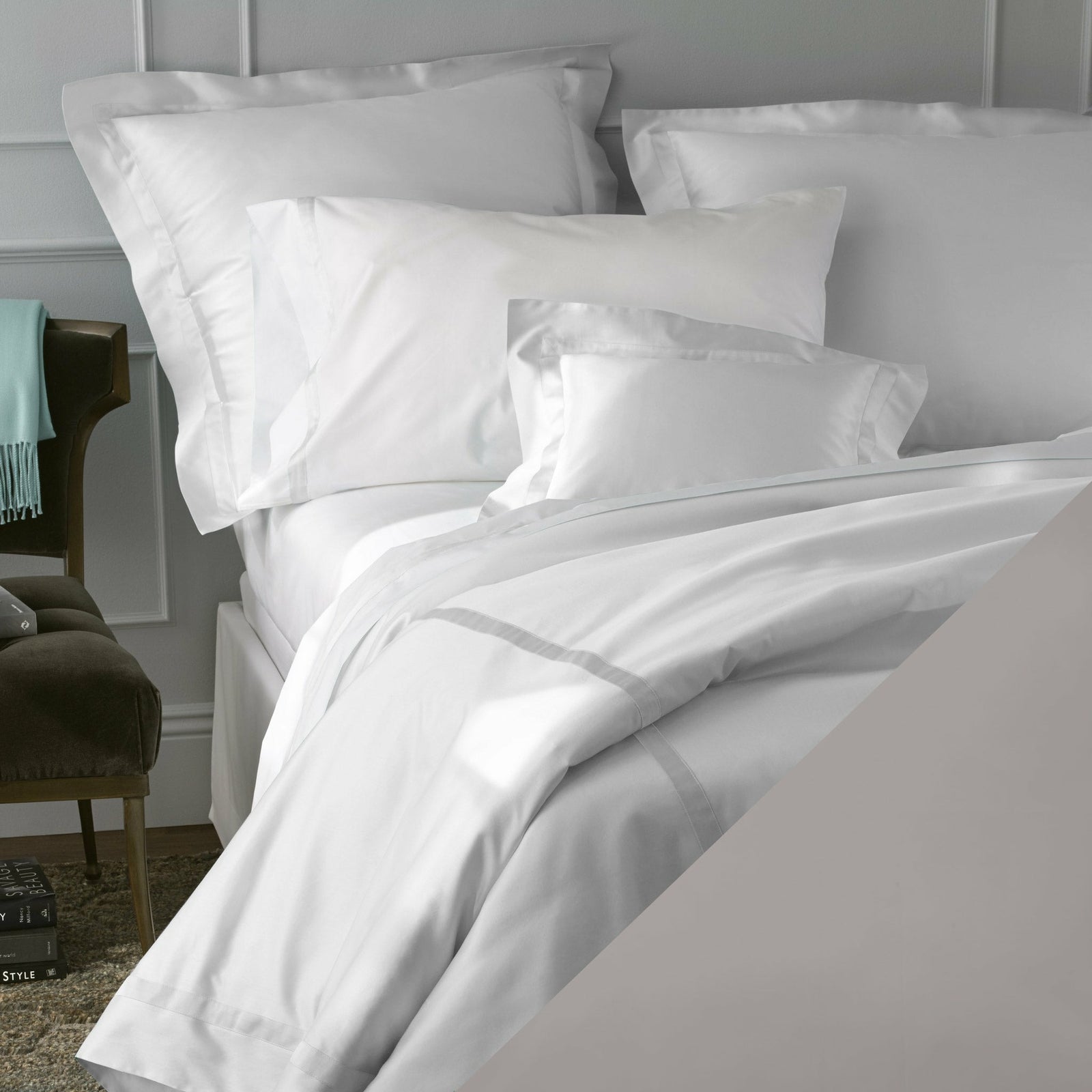 Matouk Nocturne Bedding Collection Platinum Fine Linens