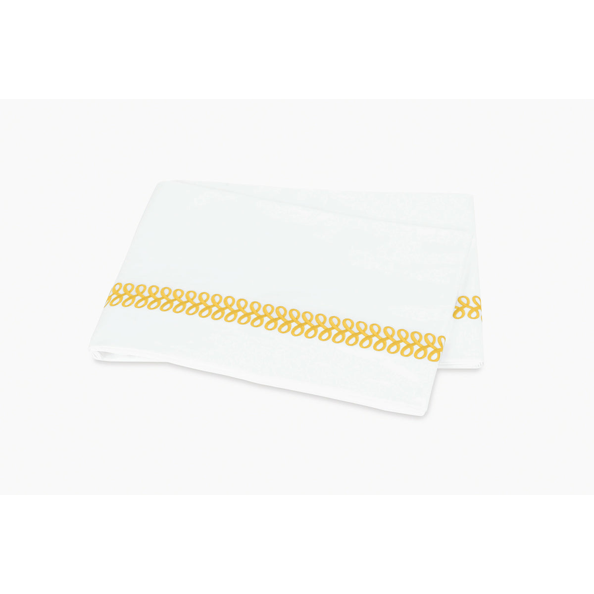 Matouk Schumacher Astor Braid Bedding Flat Sheet Lemon Fine Linens