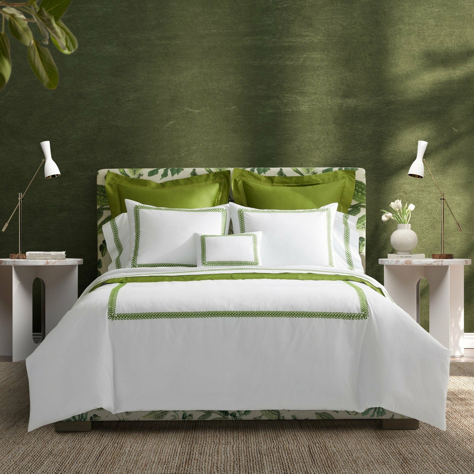 Matouk Schumacher Astor Braid Bedding Main Grass Fine Linens