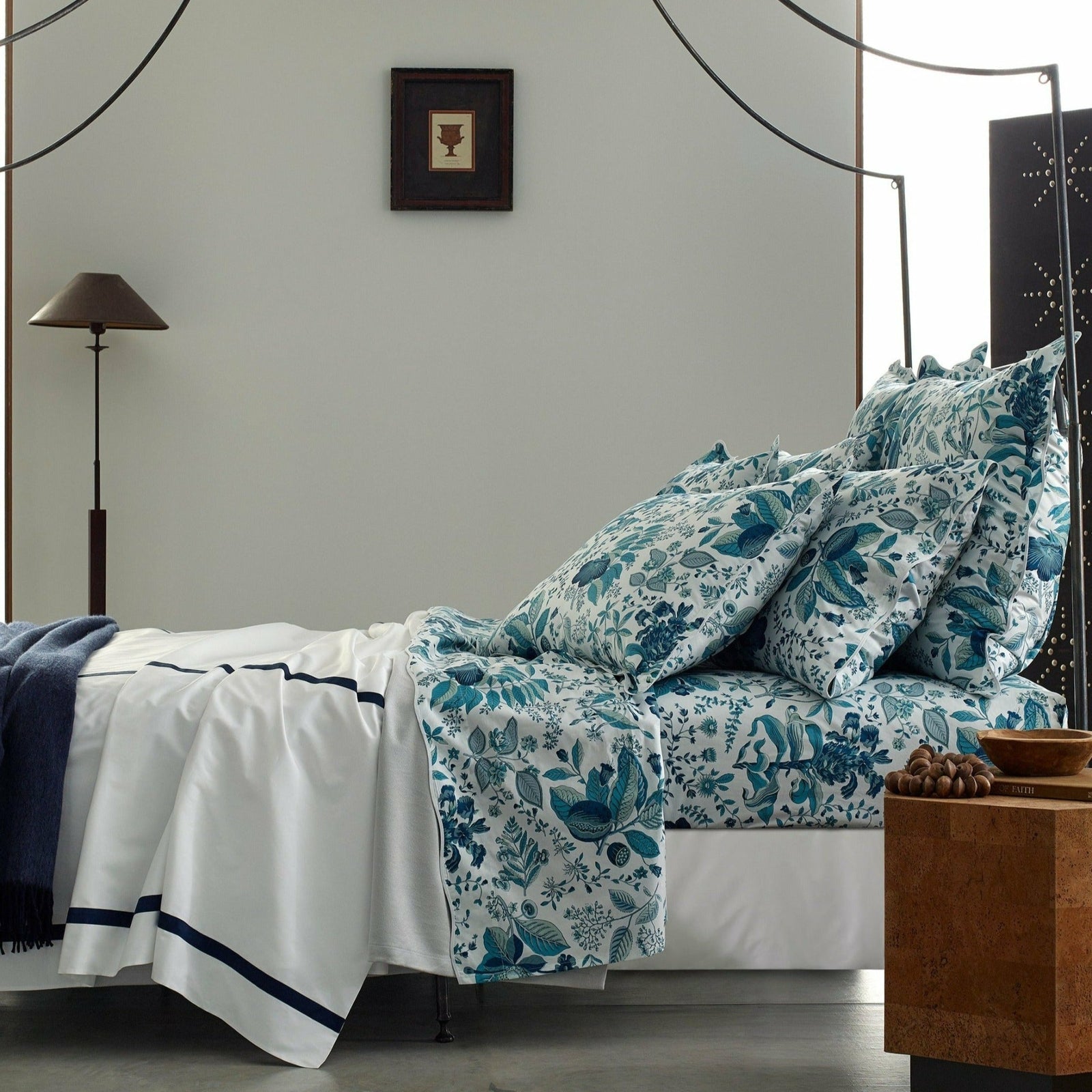 Matouk Schumacher Pomegranate Bedding Main Prussian Blue Fine Linens