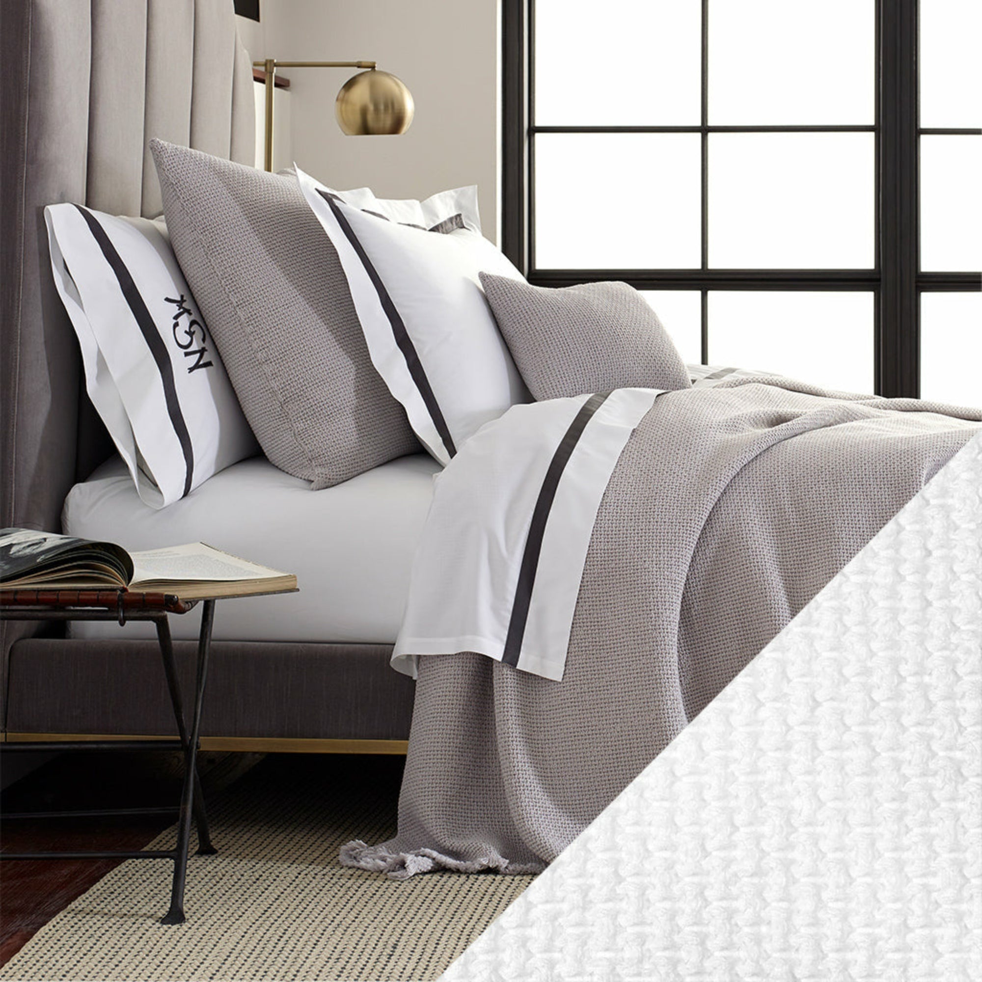 Matouk Selah Bedding Main White Fine Linens