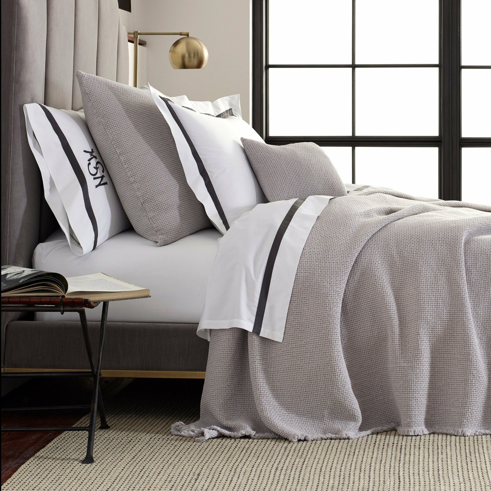 Matouk Selah Bedding Silver Fine Linens