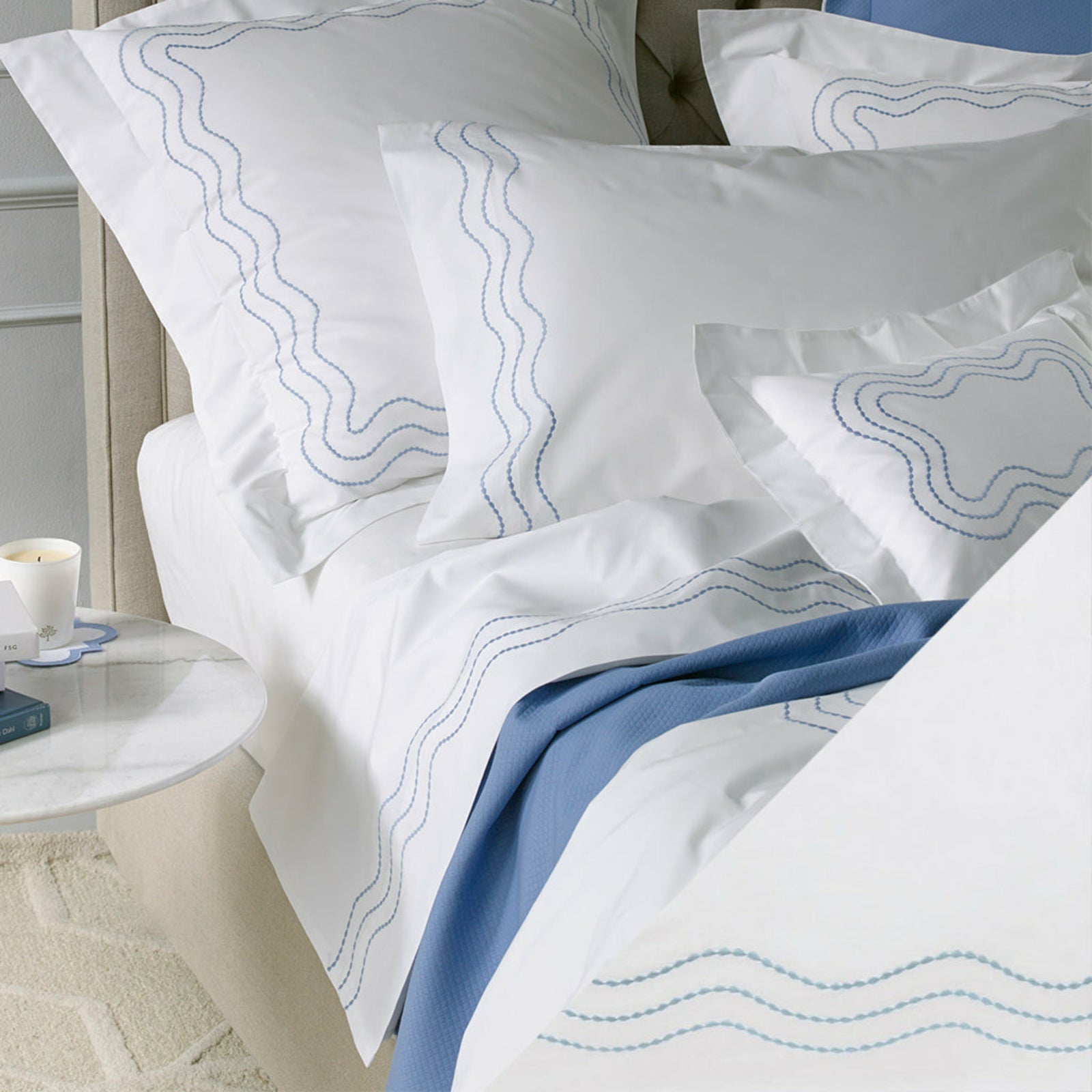 Matouk Serena Bedding Collection Main Blue Fine Linens