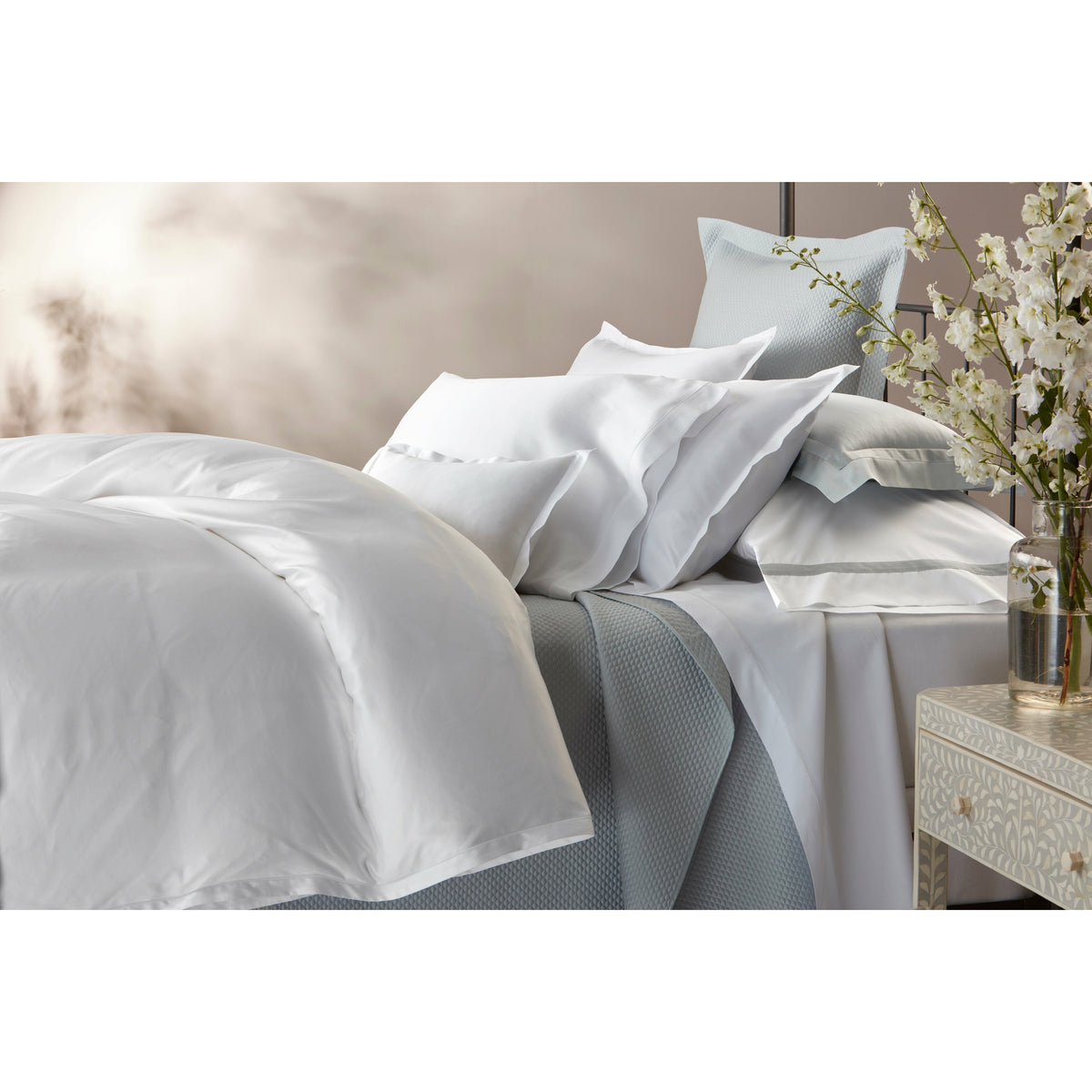 Matouk Talita Satin Stitch Bedding Horizontal Fine Linens