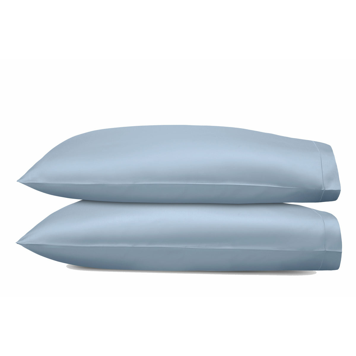 Matouk Talita Satin Stitch Bedding Pillowcases Hazy Blue Fine Linens