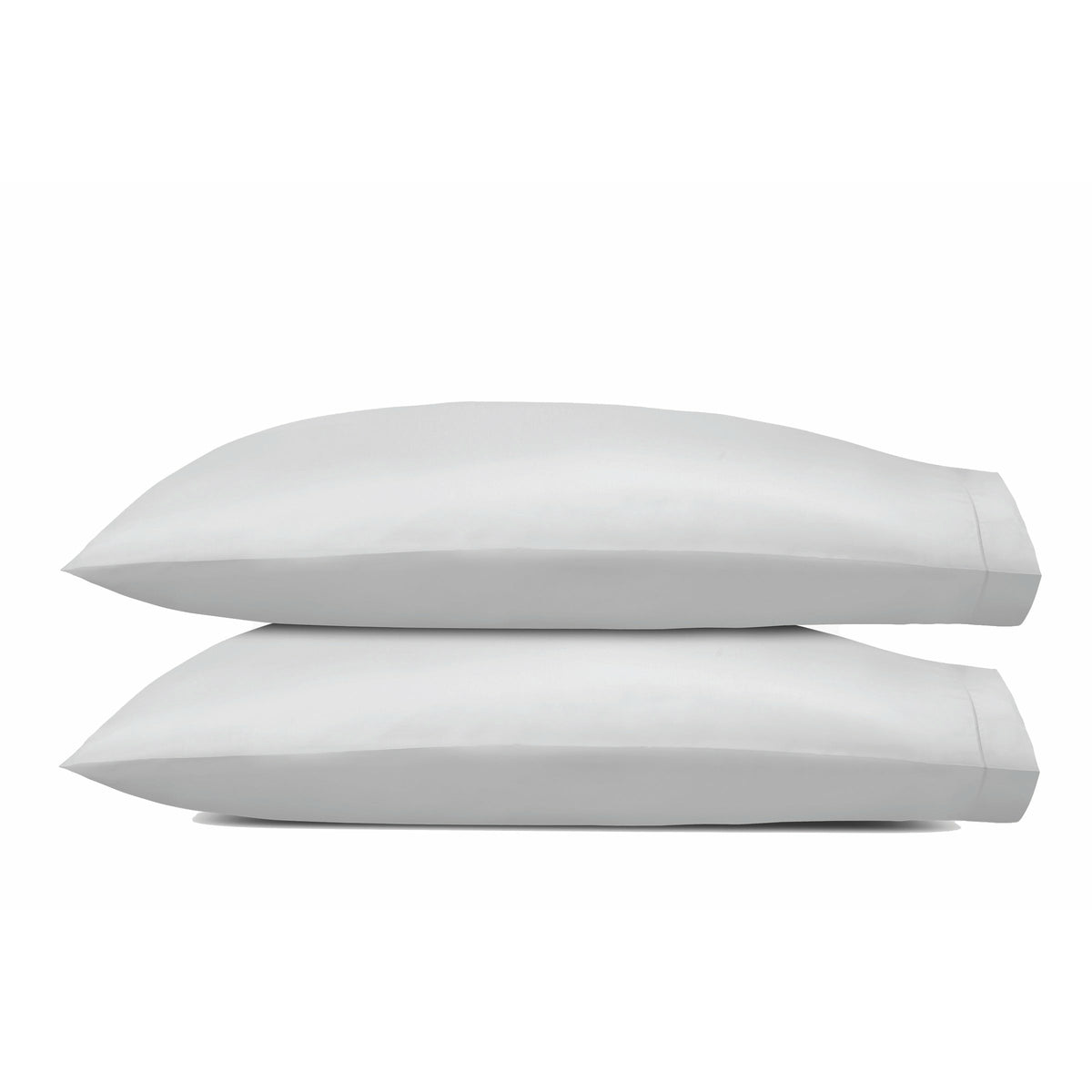 Matouk Talita Satin Stitch Bedding Pillowcases Silver Fine Linens