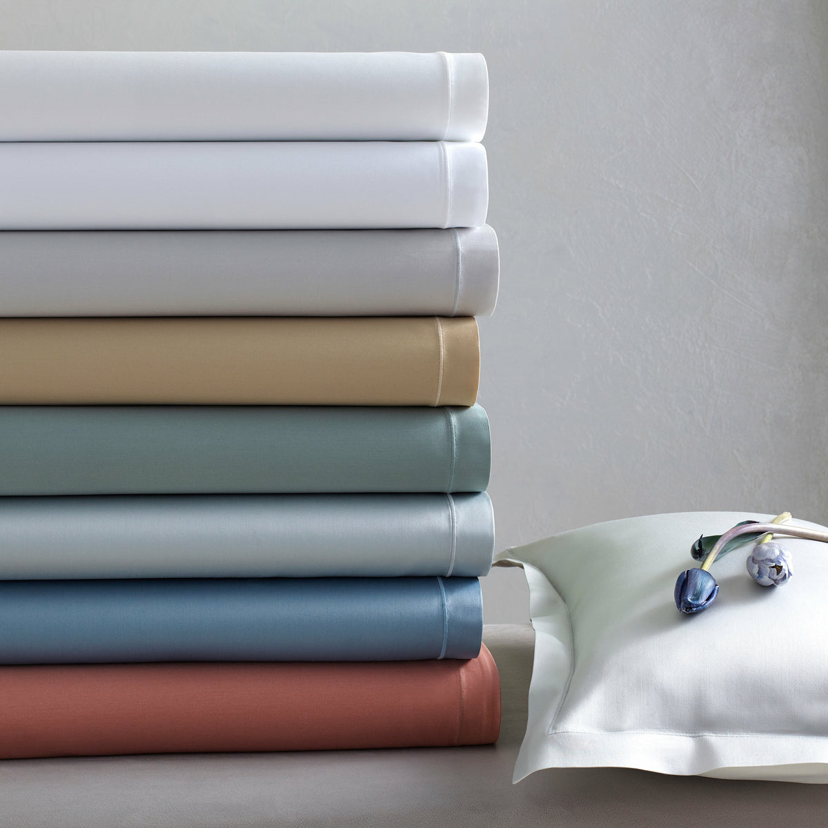 Matouk Talita Satin Stitch Bedding Stack Fine Linens