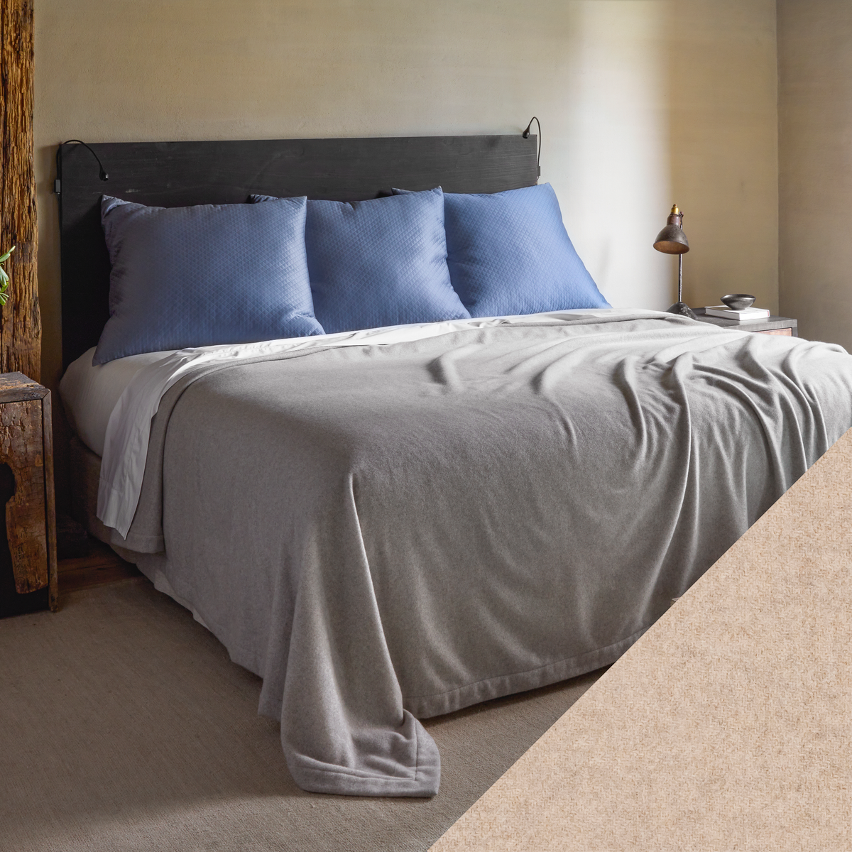 Lifestyle Full Bedding of Matouk Venus Collection in Dune Color