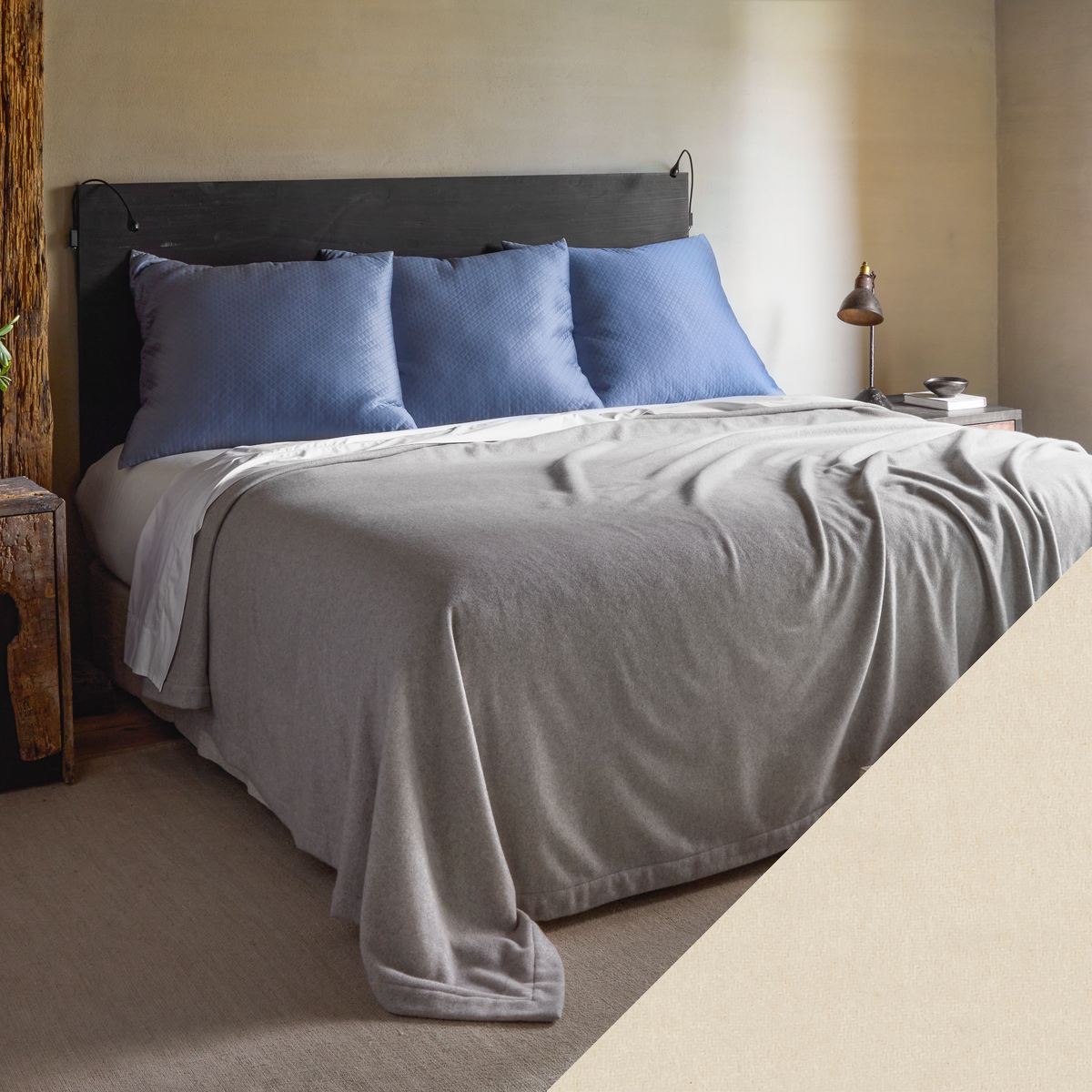 Lifestyle Full Bedding of Matouk Venus Collection in Ivory Color