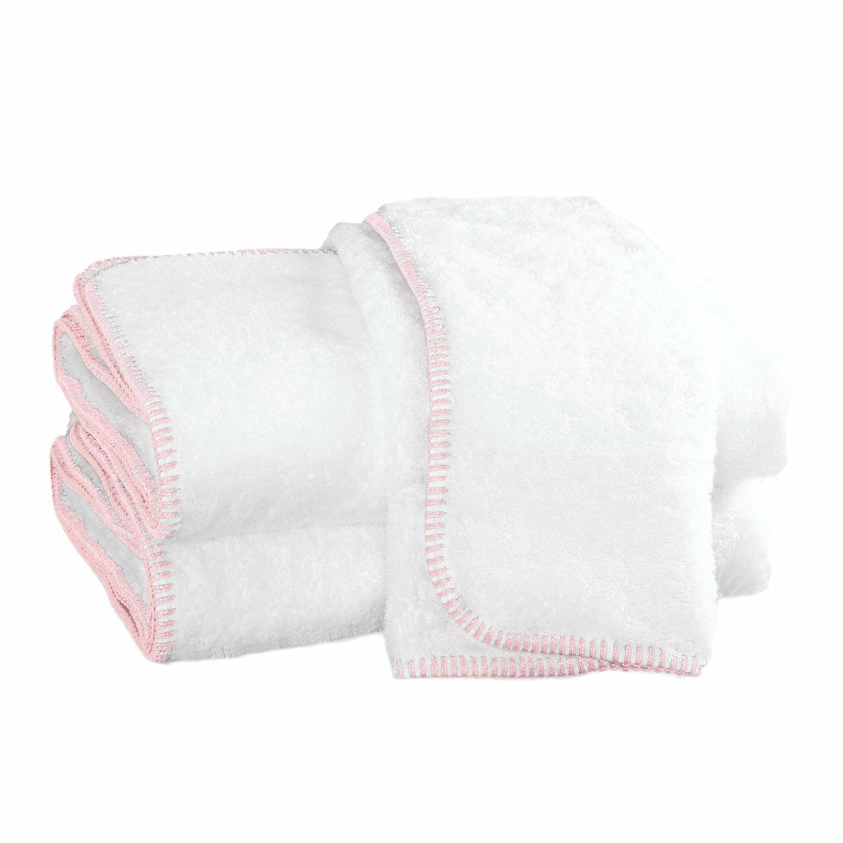 Matouk Whipstitch Bath Towels Main Pink Fine Linens