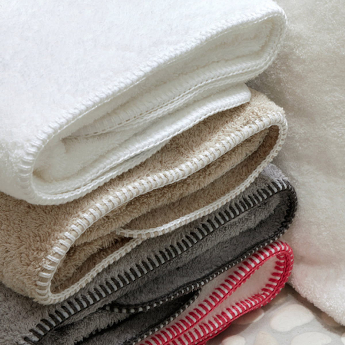 Matouk Whipstitch Bath Towels Stack Compilation Fine Linens