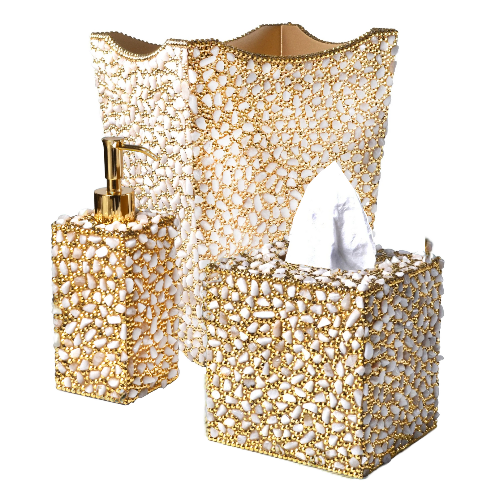 Mike and Ally Ambrosia Bath Accessories White Quartz Gold