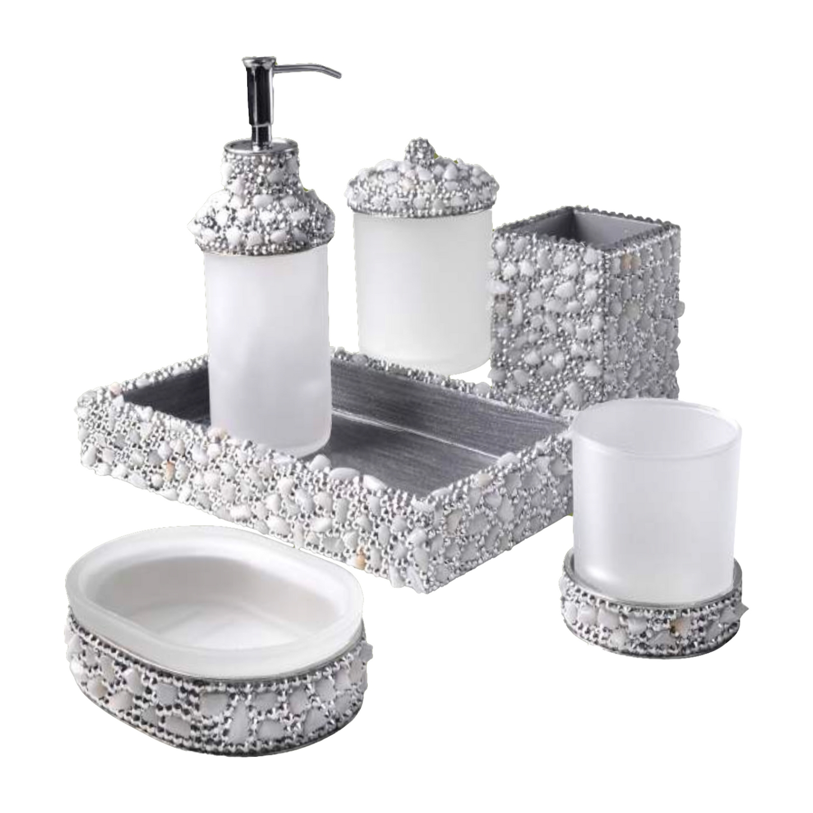 Mike and Ally Ambrosia Bath Accessories White Quartz Silver