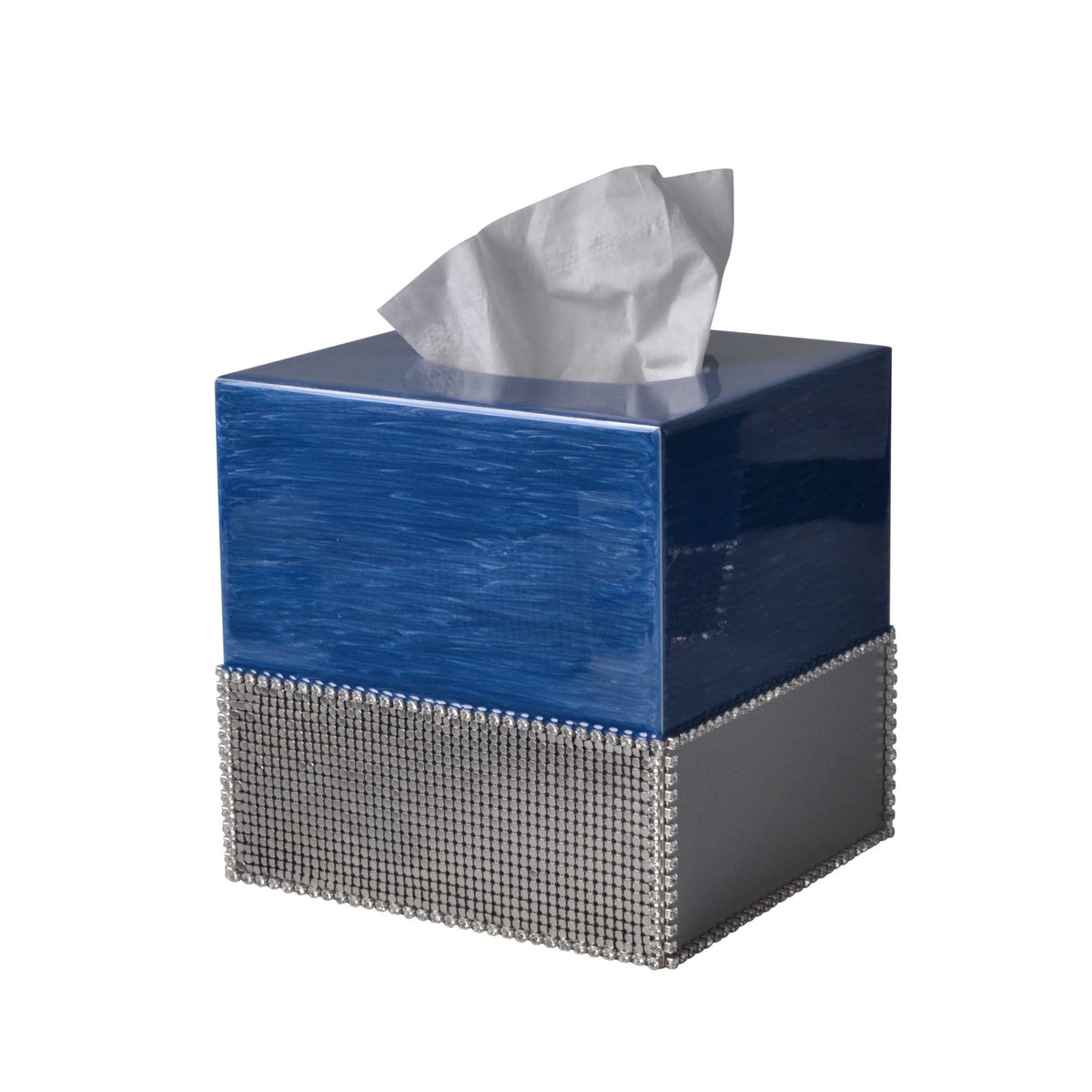 Mike and Ally Mack Bath Accessories French Blue Silver Tissue Box