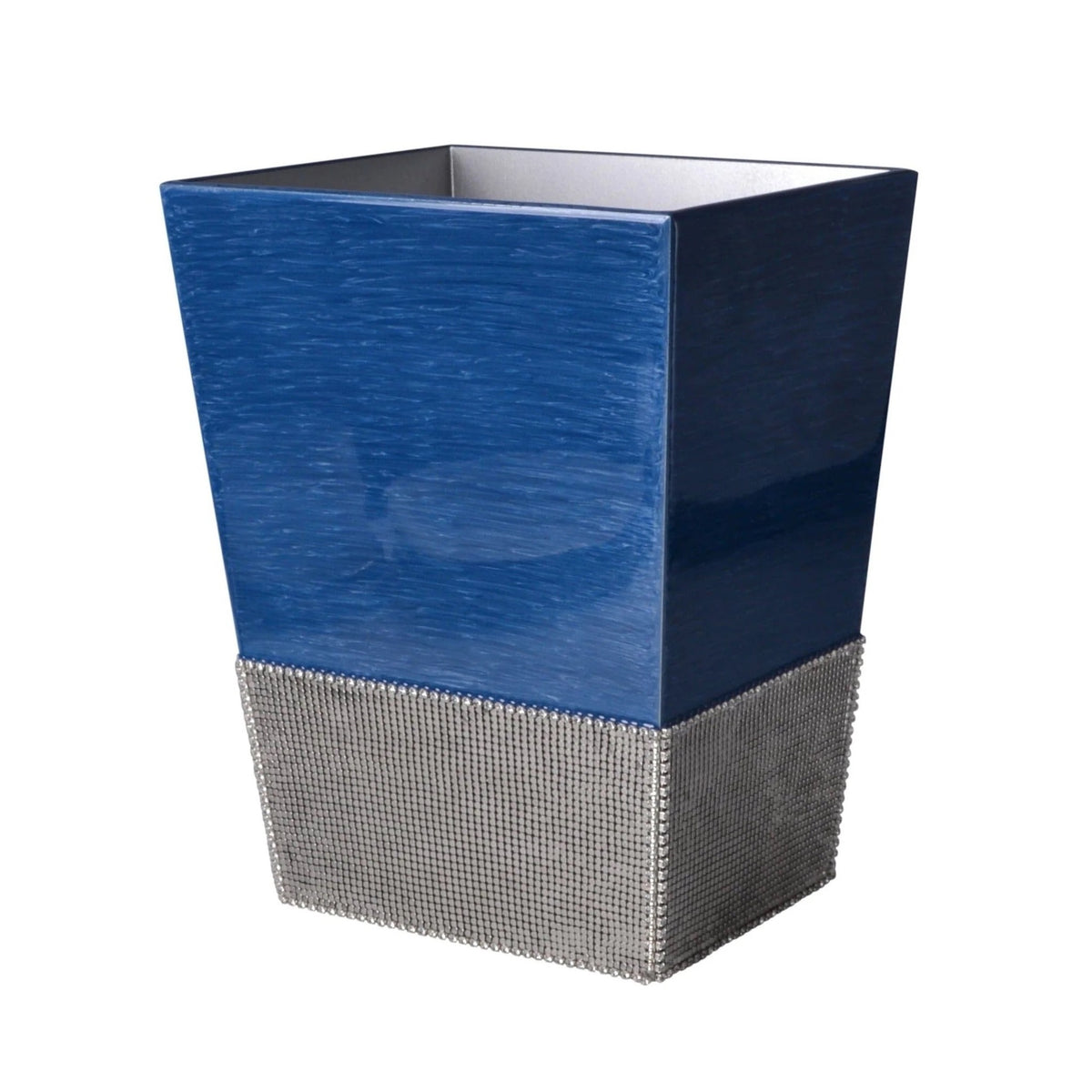 Mike and Ally Mack Bath Accessories French Blue Silver Waste Basket