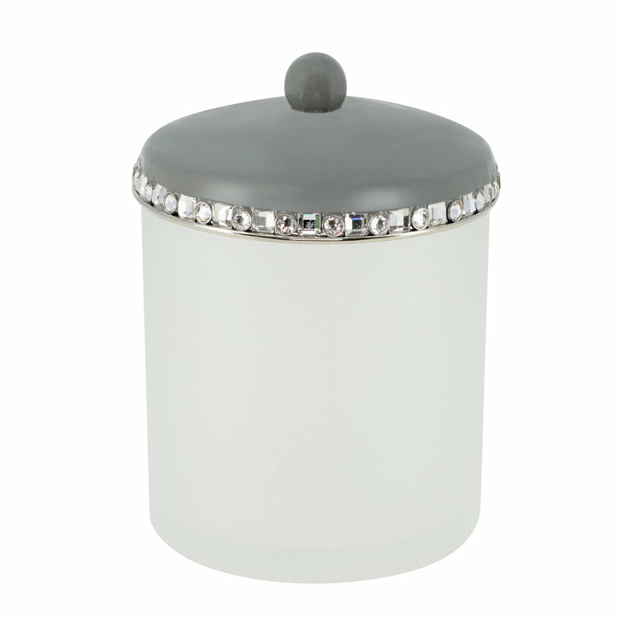 Mike and Ally Swarovski Ravello Bath Accessories Round Cottonball Jar Glossy Charcoal