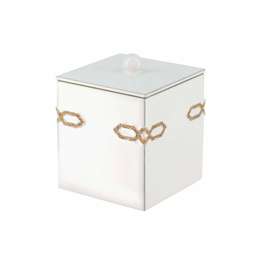 Mike and Ally Swarovski Salzburg Bath Accessories Tall Square Container Oatmeal
