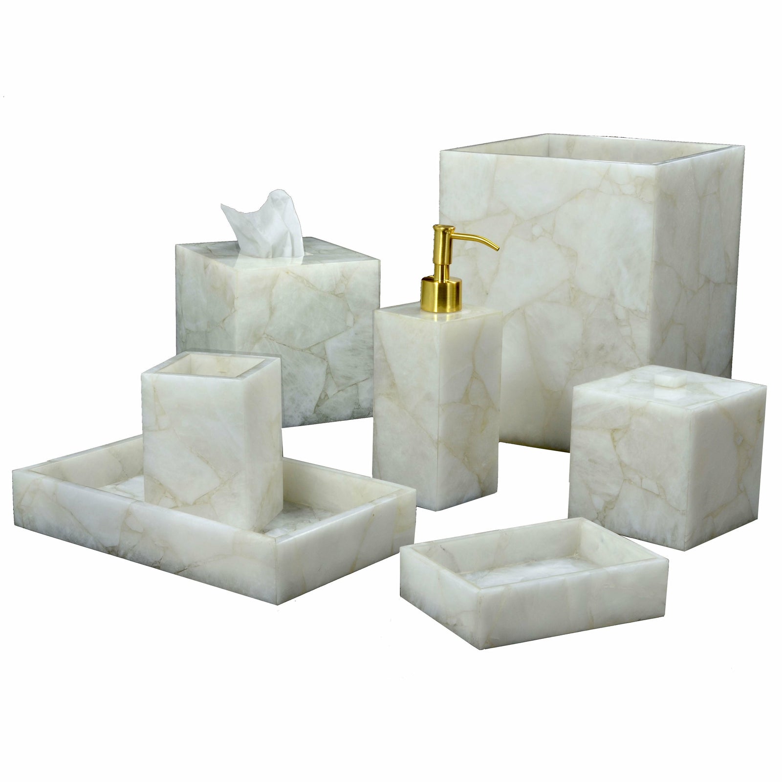 Mike and Ally Taj Gemstone Bath Accessories Milk White Quartz