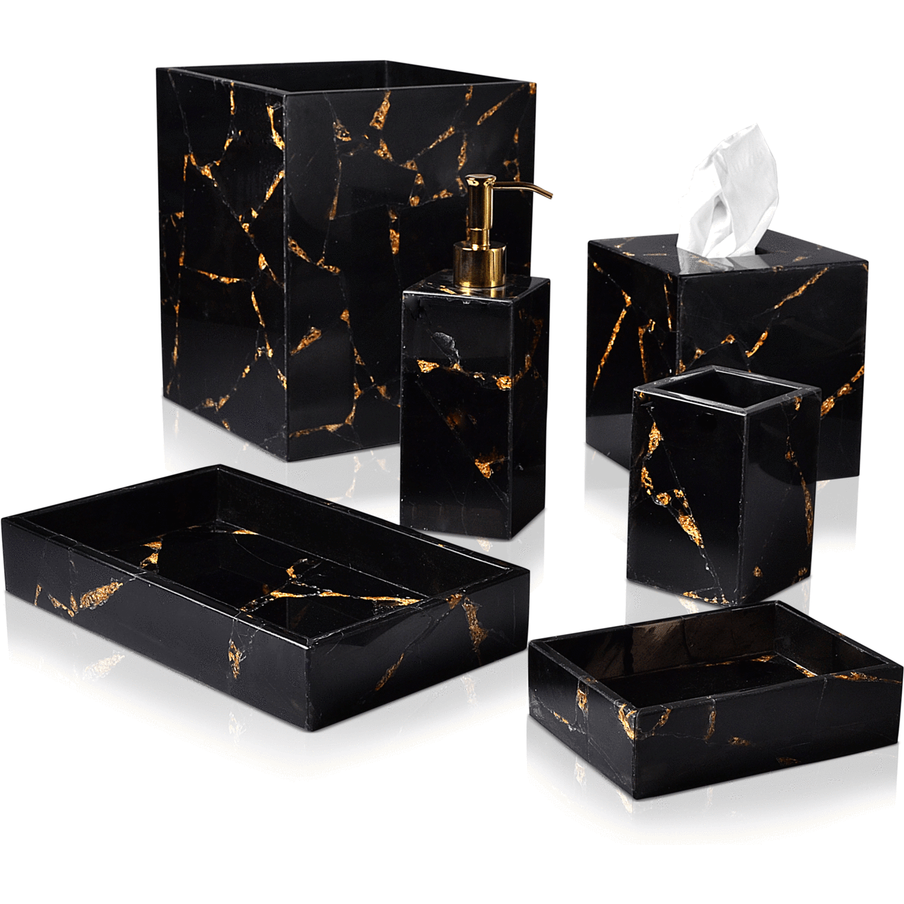 Mike and Ally Taj Premium Gemstone Bath Accessories Obsidian