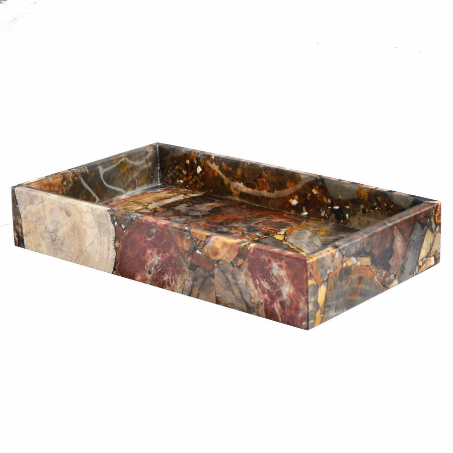 Mike and Ally Taj Premium Gemstone Bath Accessories Small Tray Petrified Wood
