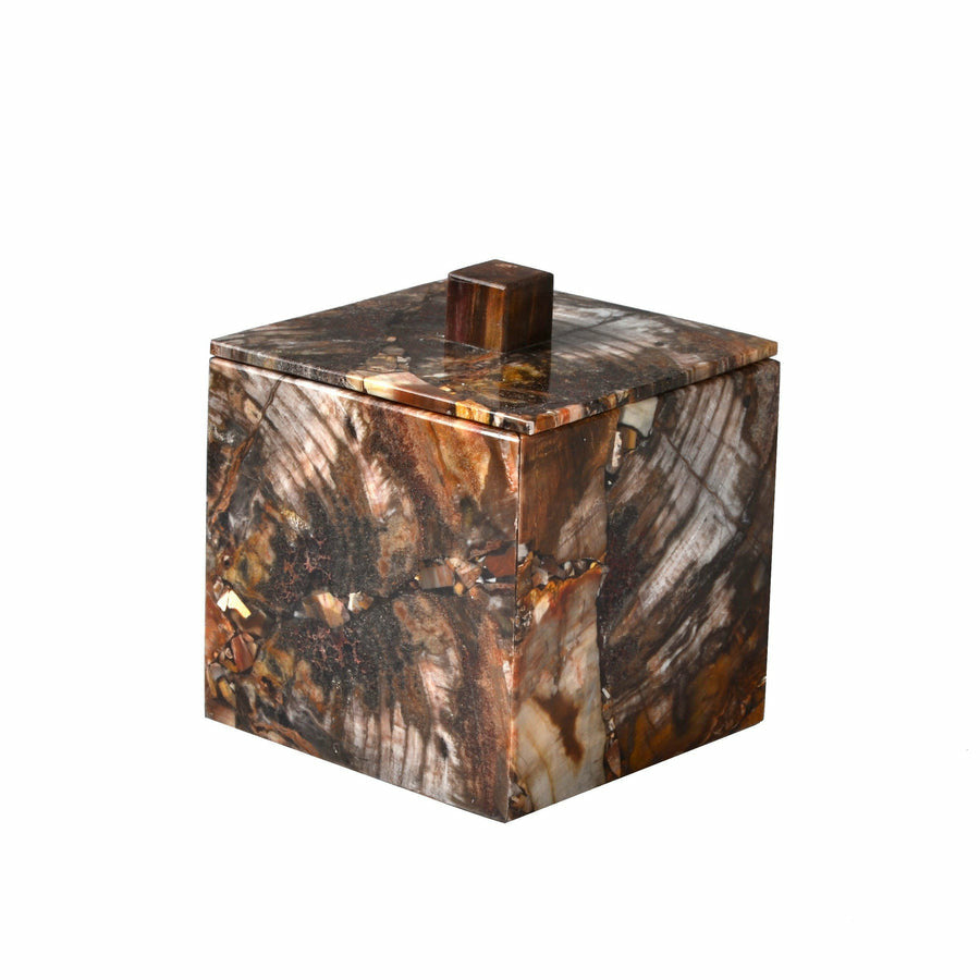 Mike and Ally Taj Premium Gemstone Bath Accessories Square Container Petrified Wood