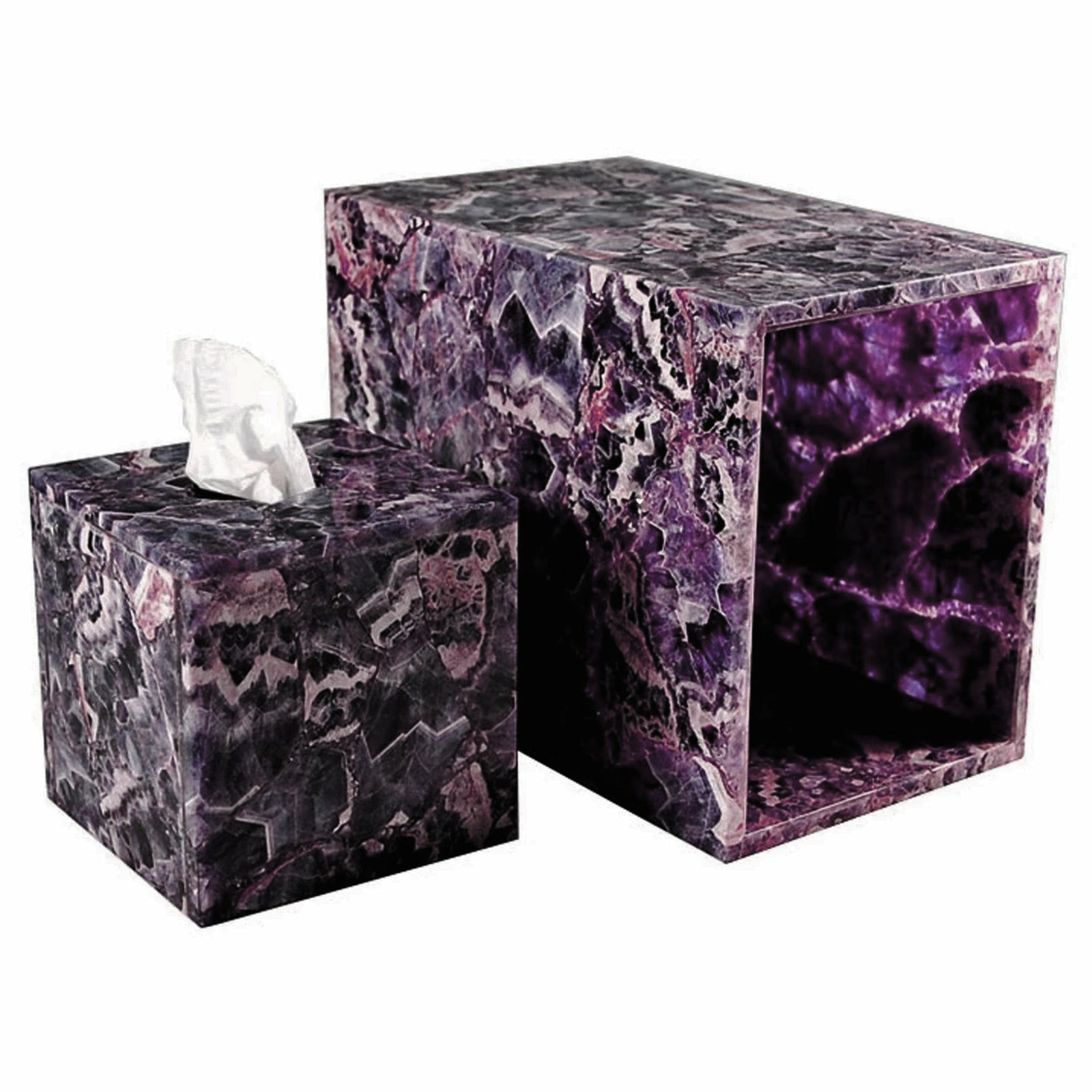 Mike and Ally Taj Premium Gemstone Bath Accessories Wastebasket Amethyst