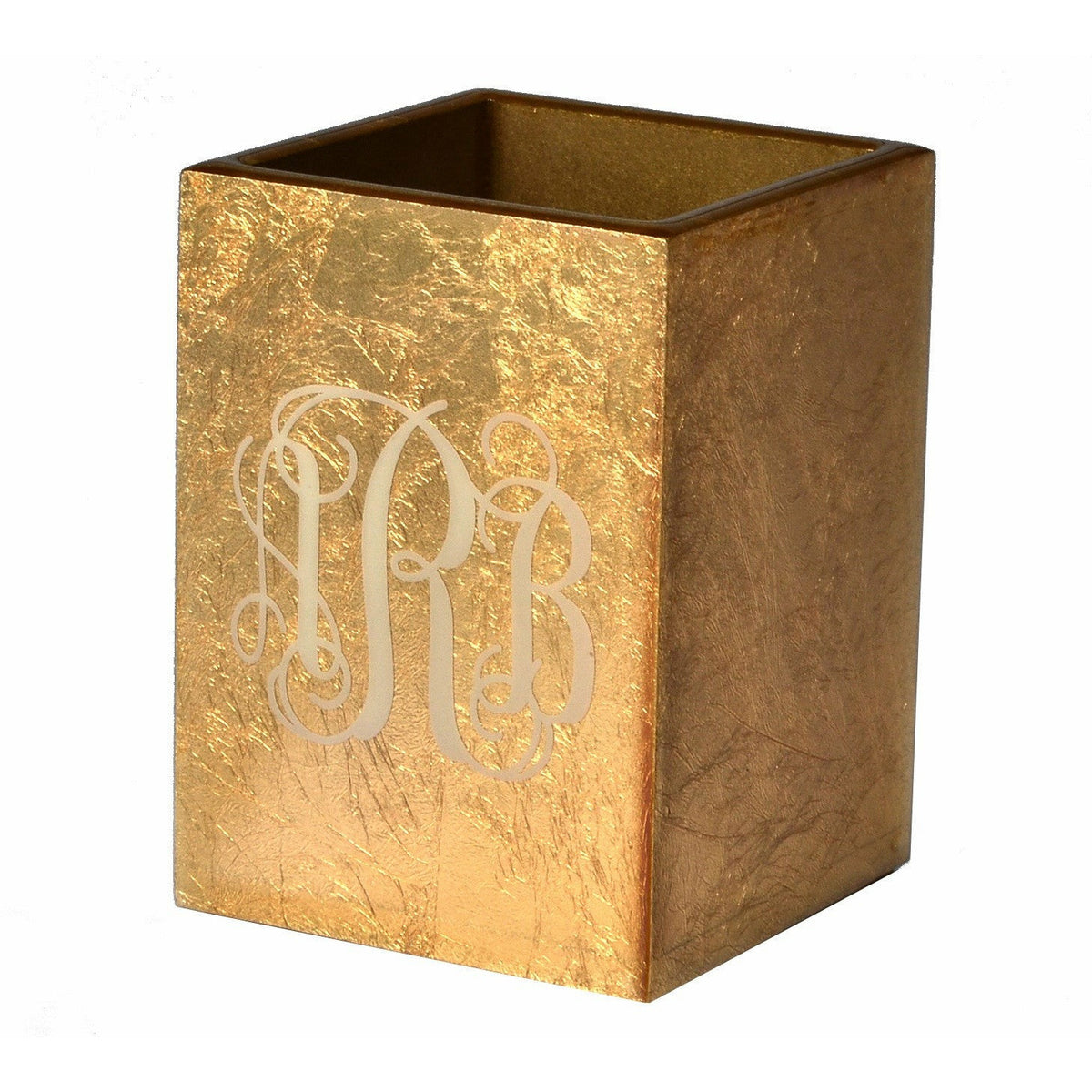 Mike and Ally Eos Monogrammed Collection Brush Holder Gold Leaf