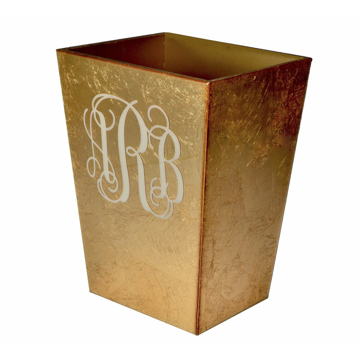 Mike and Ally Eos Monogrammed Collection Wastebasket Gold Leaf