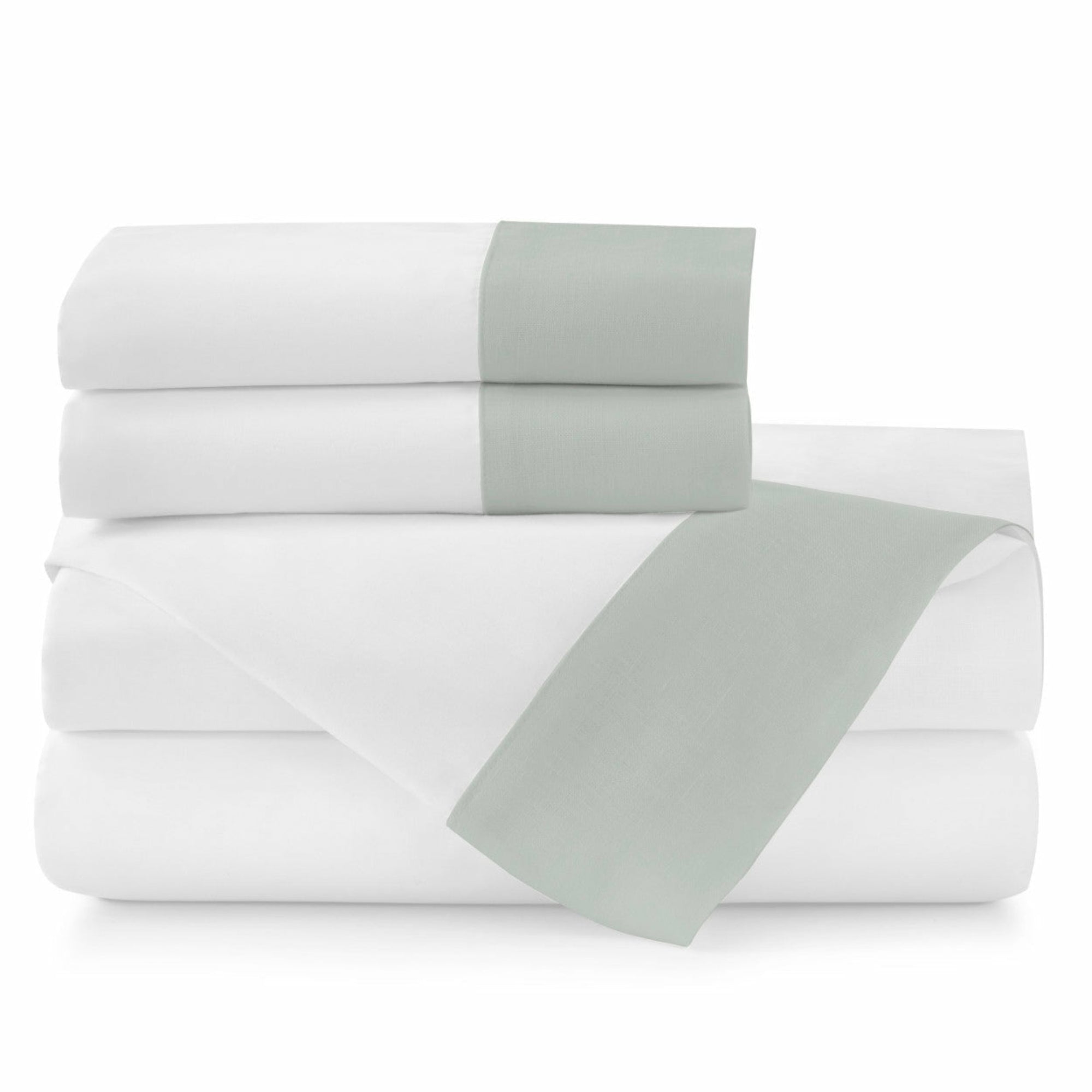 Peacock Alley Mandalay Linen Cuff Bedding Sheet Set Mist Fine Linens